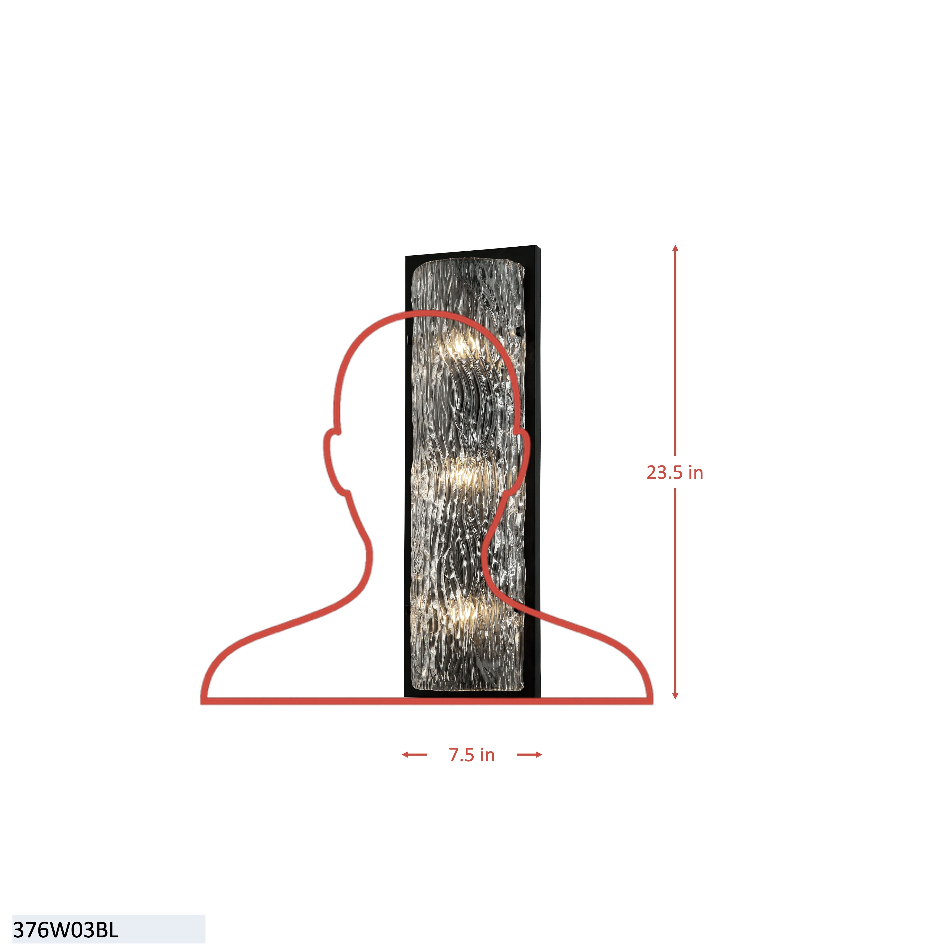 Morgan 3 Light Sconce - Satin Brass dimensions