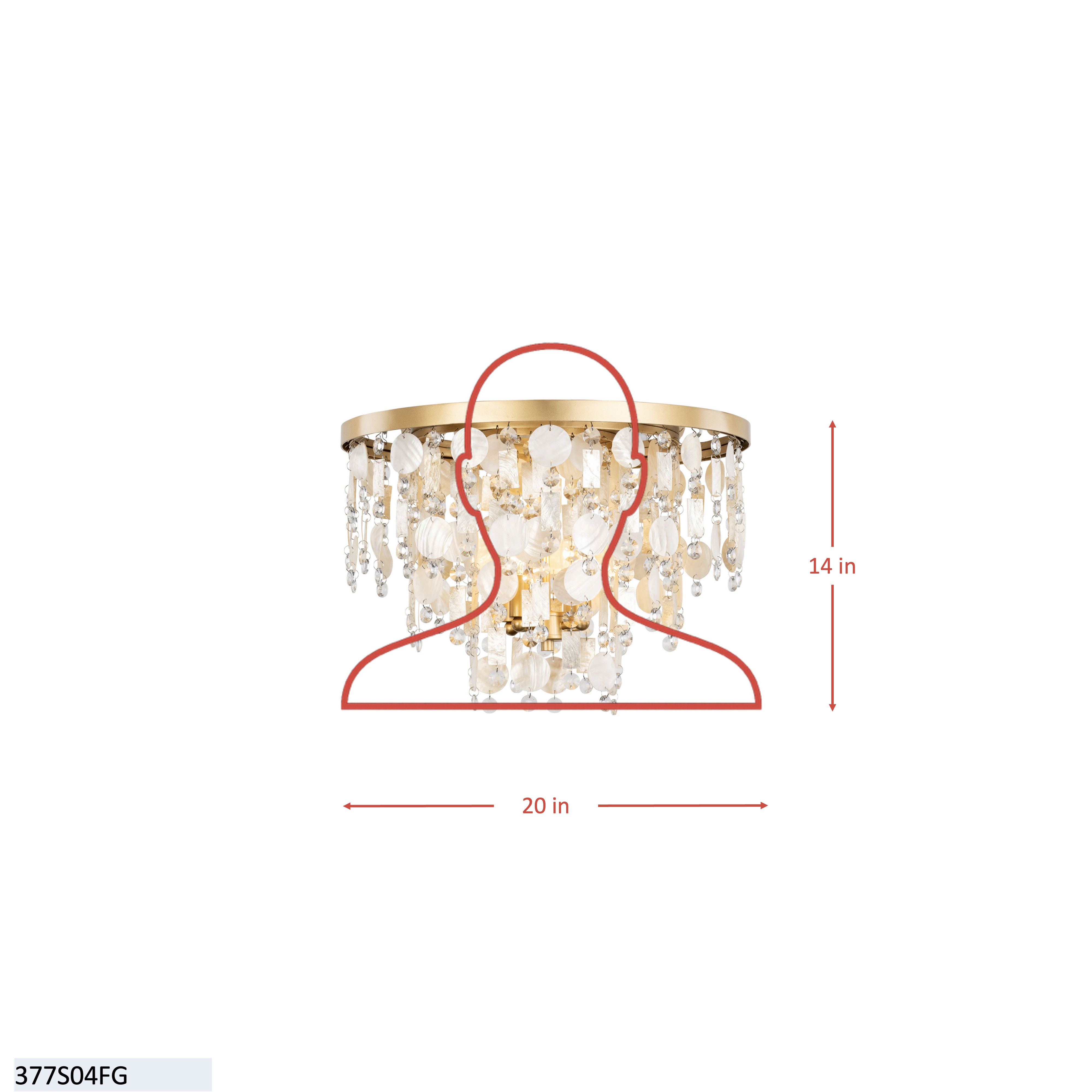 Kalani 4 Light Semi-Flush - French Gold dimensions