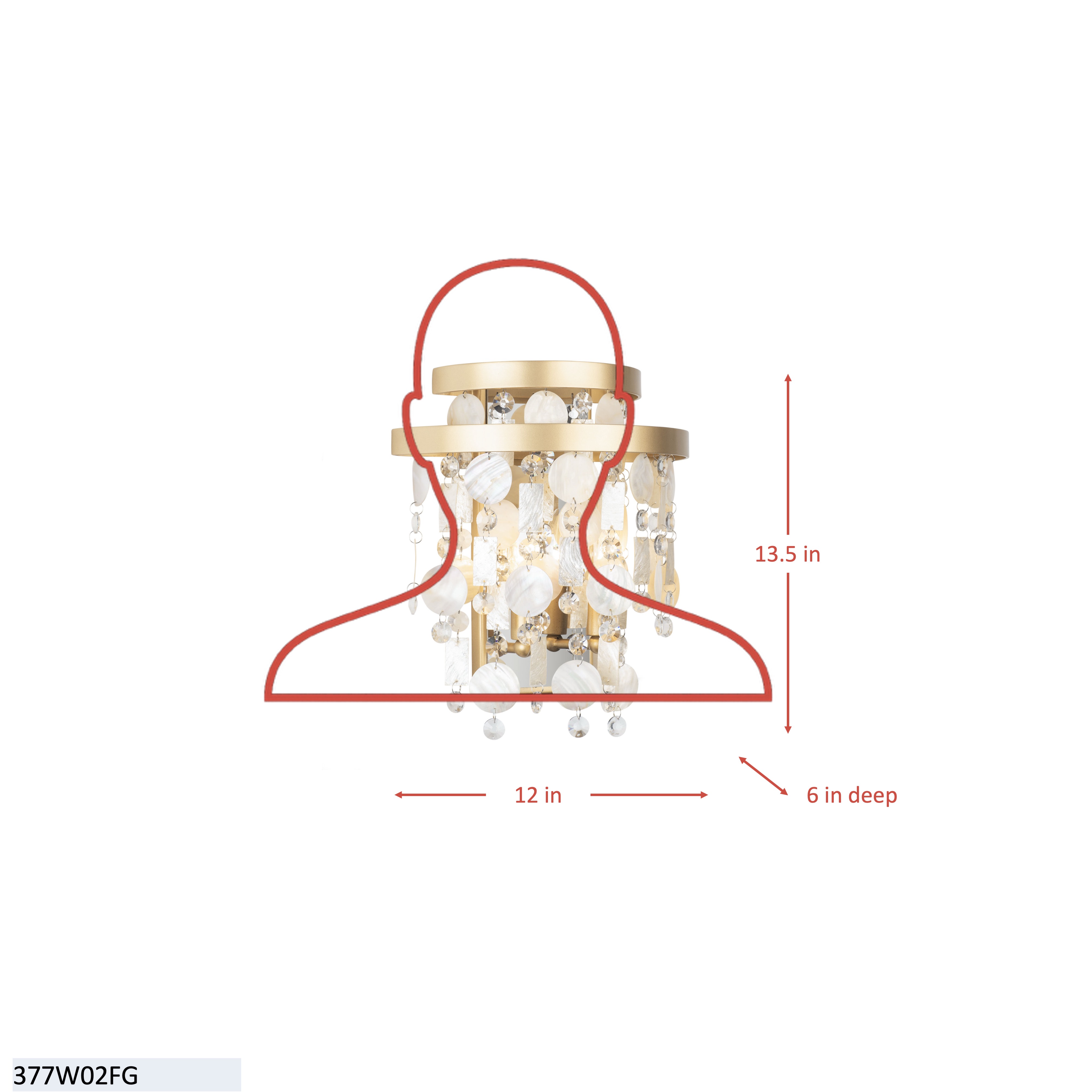 Kalani 2 Light Sconce - French Gold dimensions