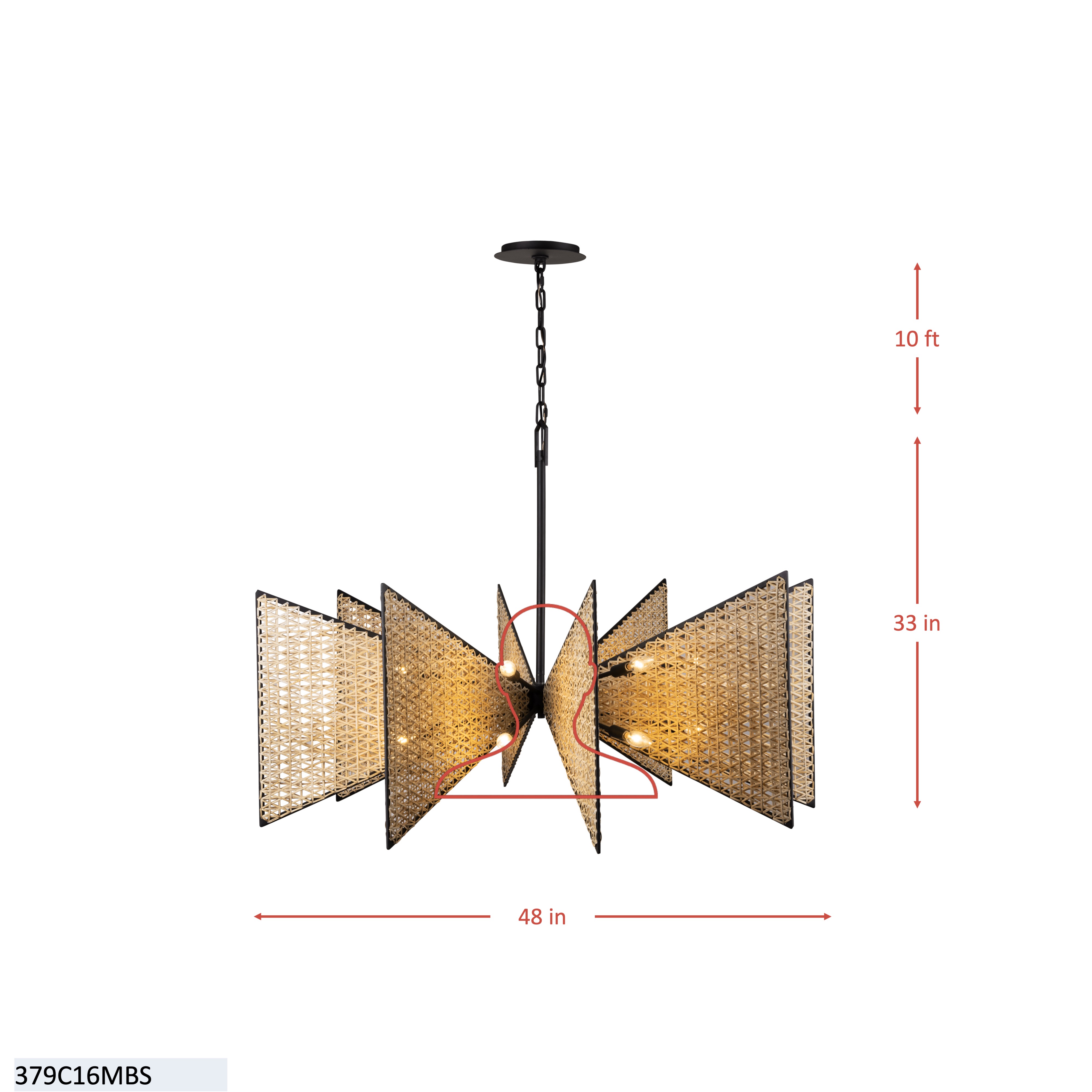 Machina 16 Light Chandelier - Matte Black/Sulihiya dimensions