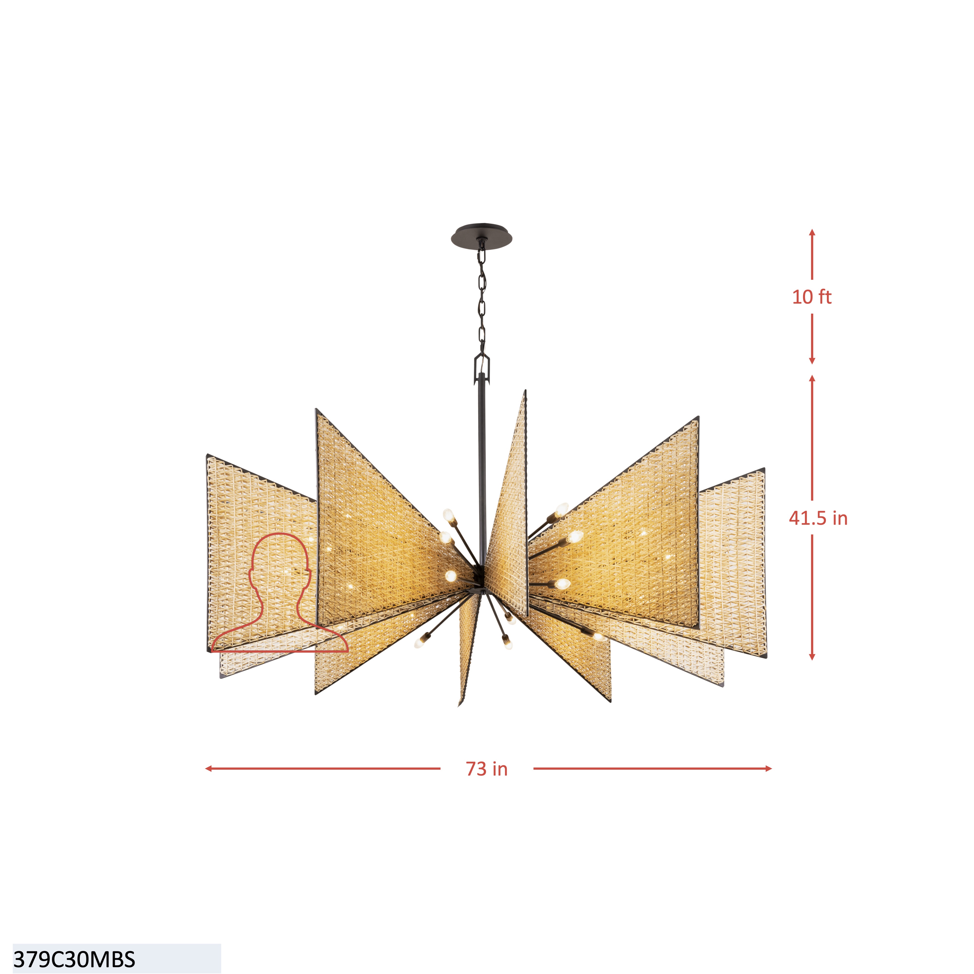 Machina 30Light Chandelier - Matte Black/Sulihiya dimensions