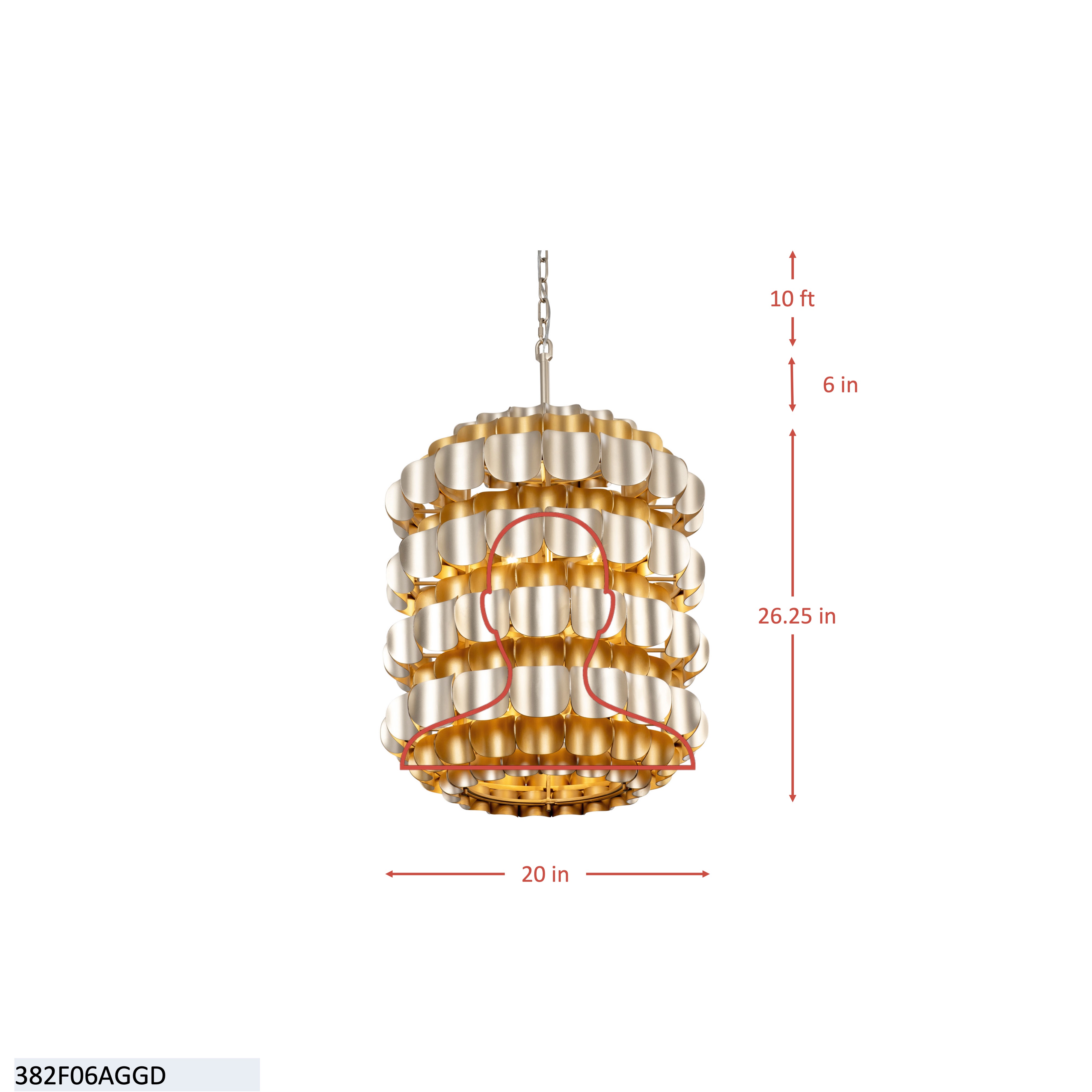 Swoon 6 Light Foyer - Matte White dimensions