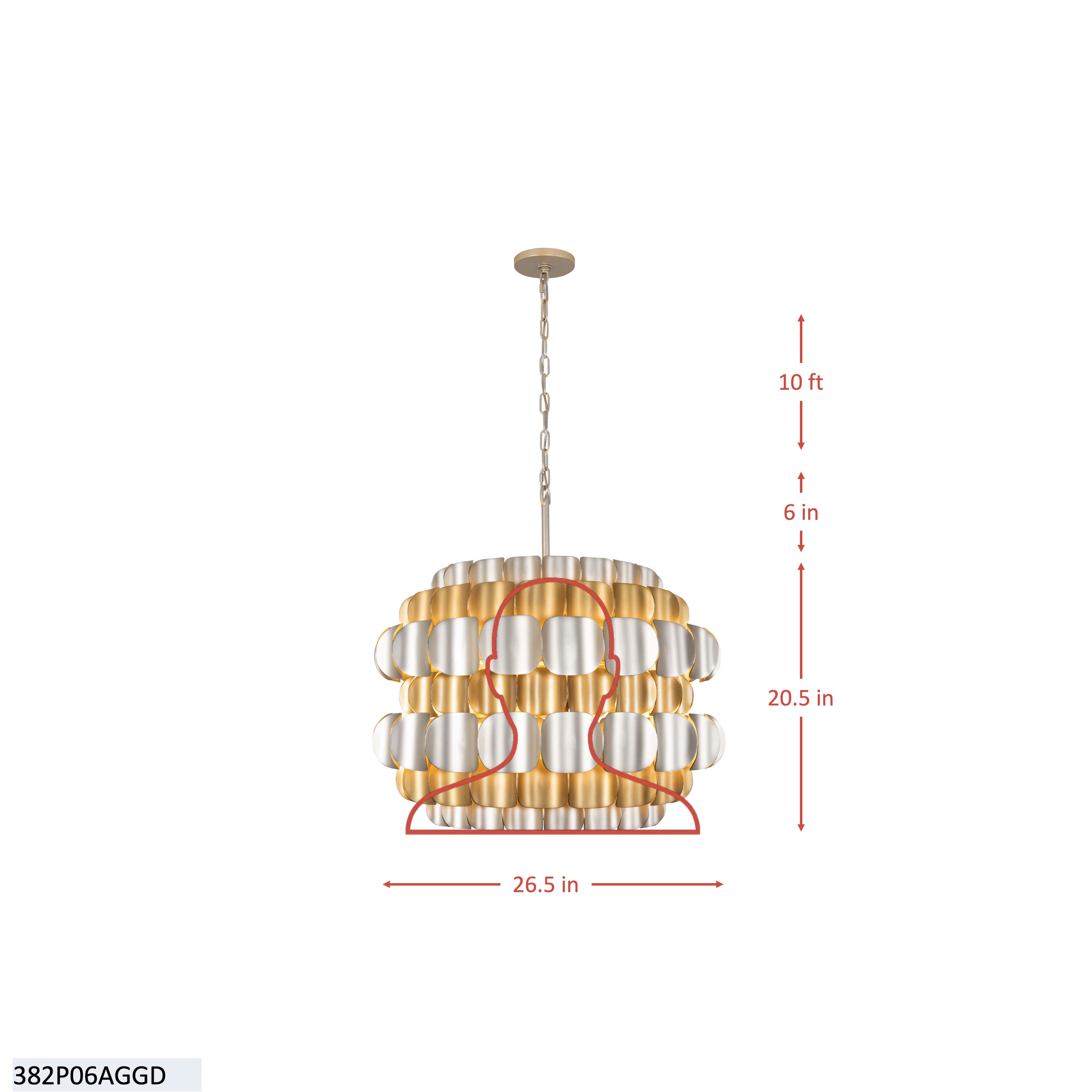 Swoon 6 Light Pendant - Matte White dimensions