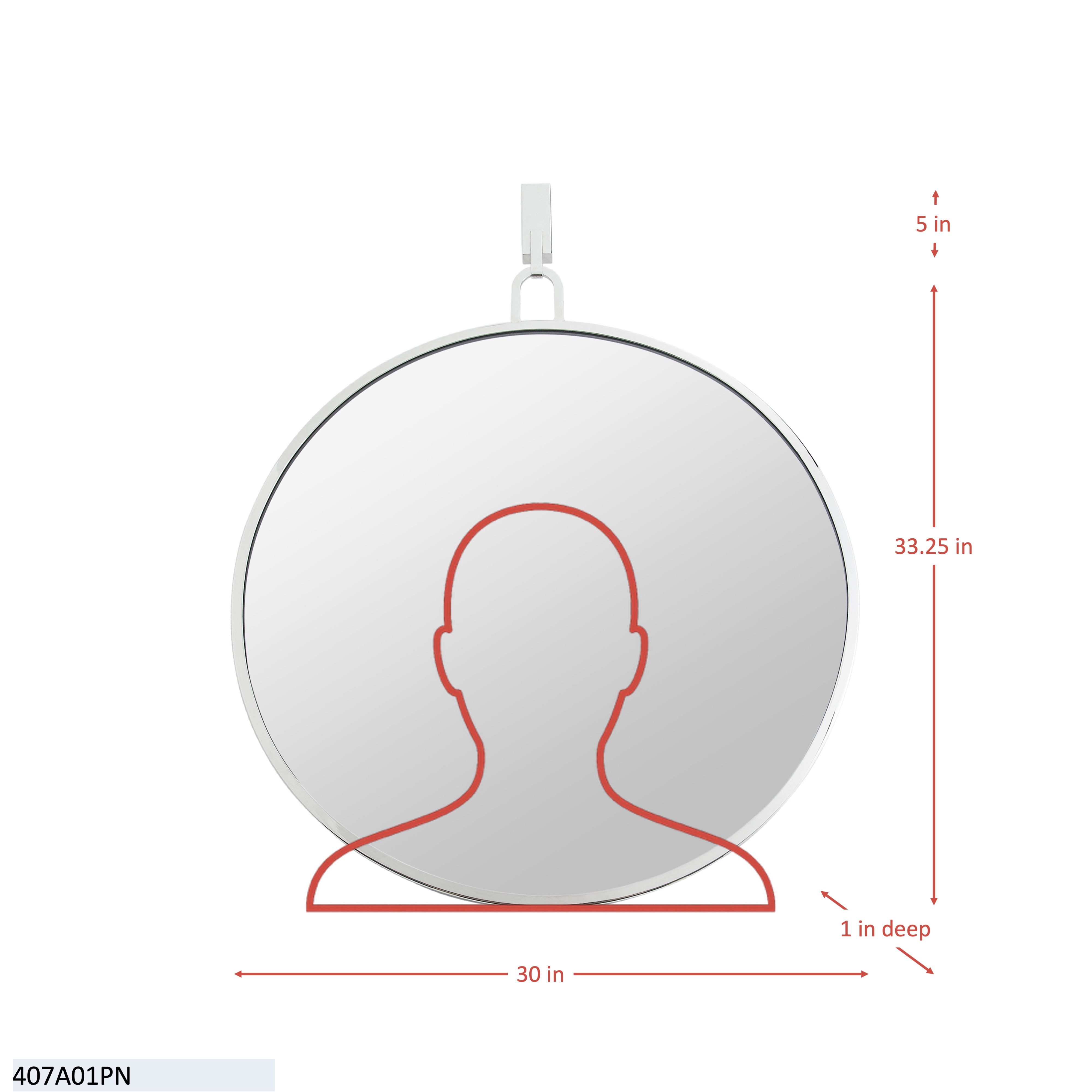 Stopwatch 30-in Round Accent Mirror - Black dimensions