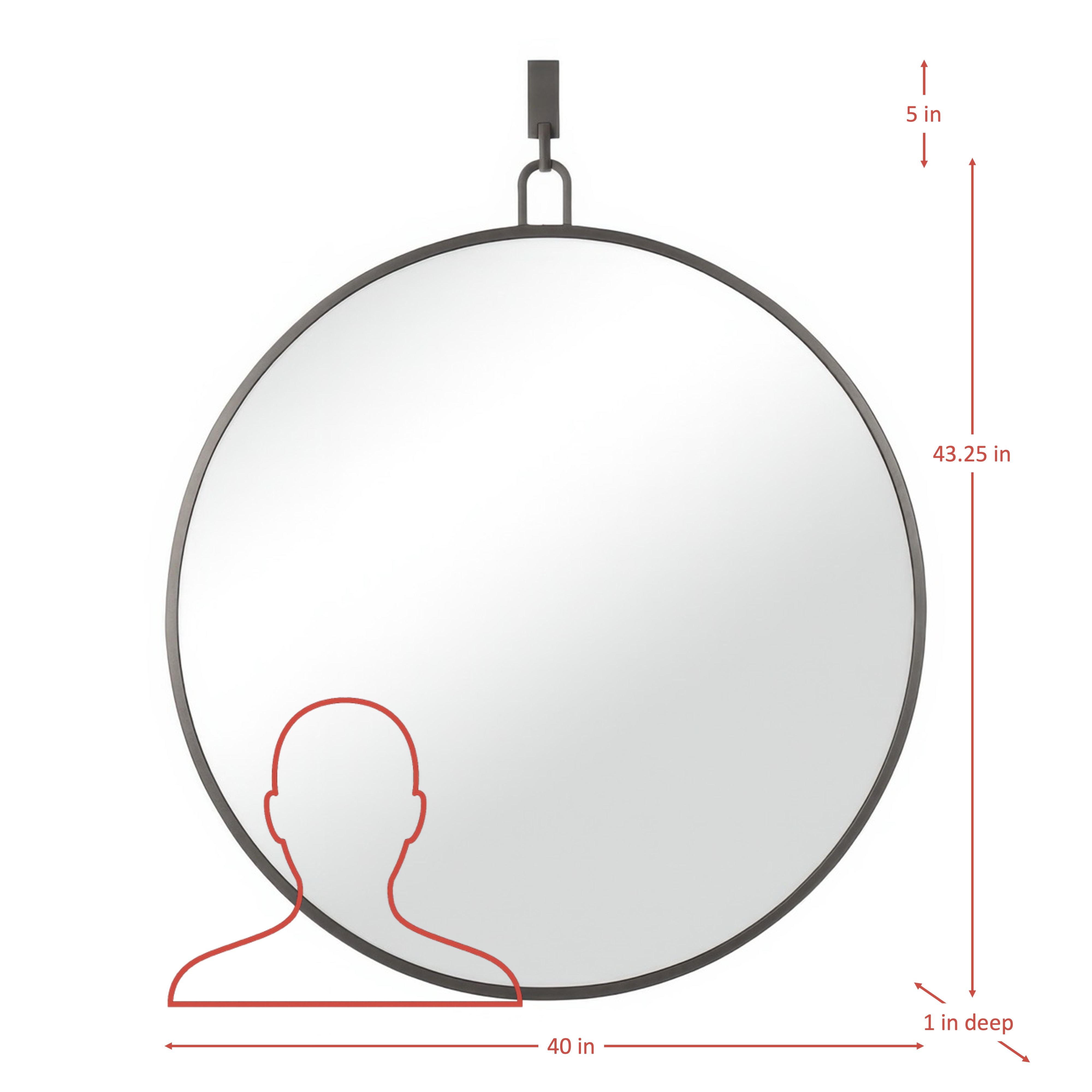 Stopwatch 40-in Round Mirror - Gold dimensions