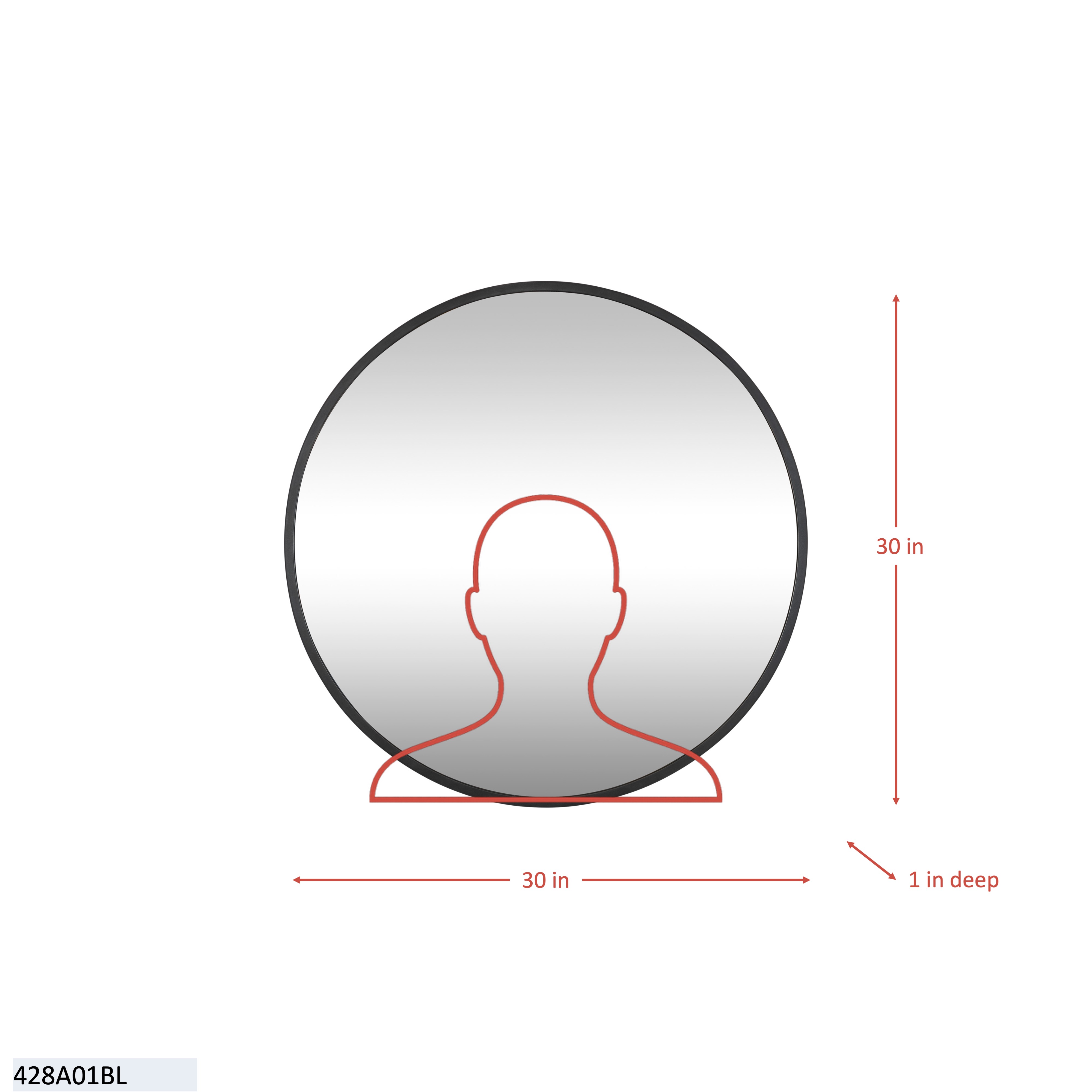 Cottage 30-in Round Mirror - Black dimensions