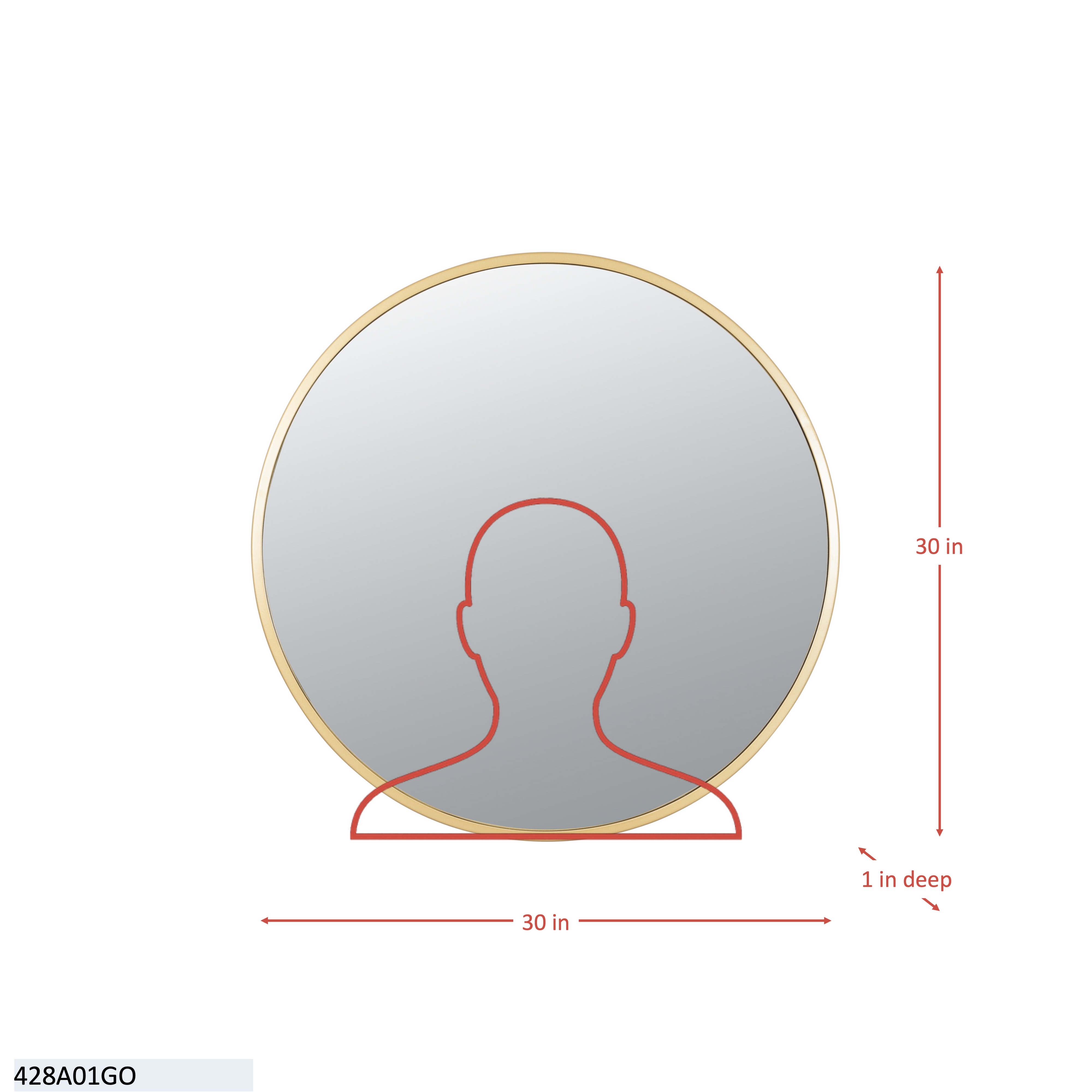 Cottage 30-in Round Mirror - Brushed Nickel dimensions