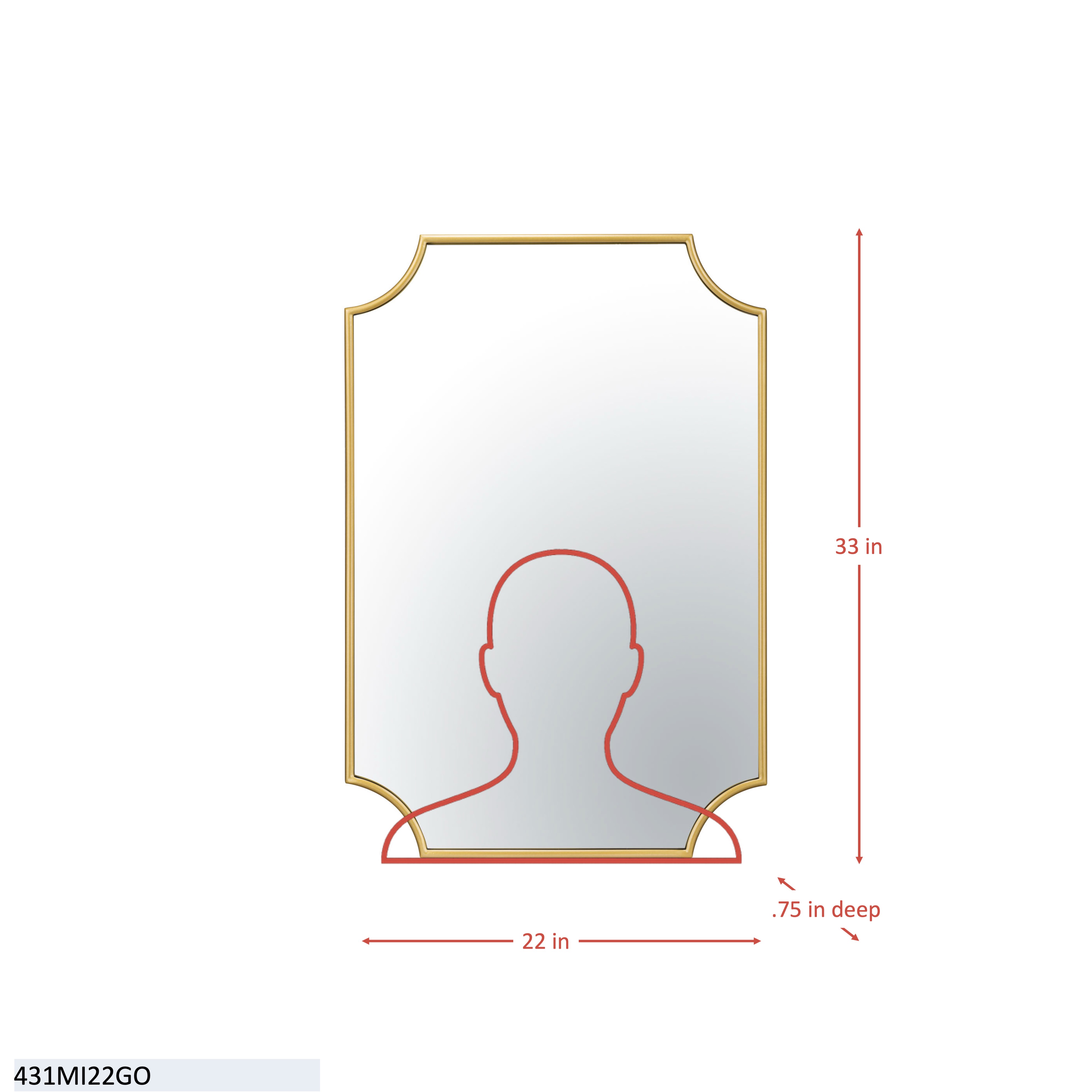 Carlton 22x33 Mirror - Gold dimensions