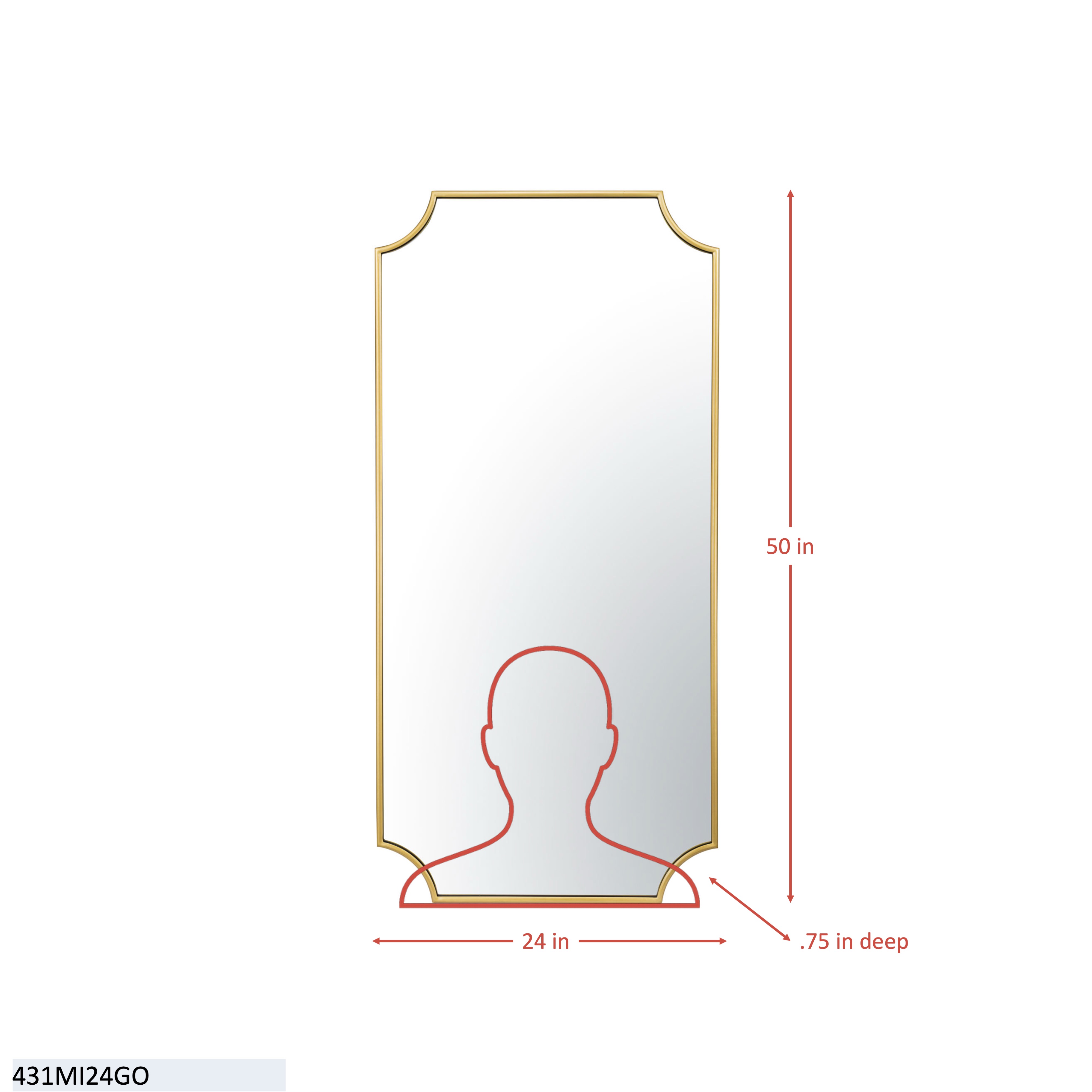 Carlton 24x50 Mirror - Gold dimensions