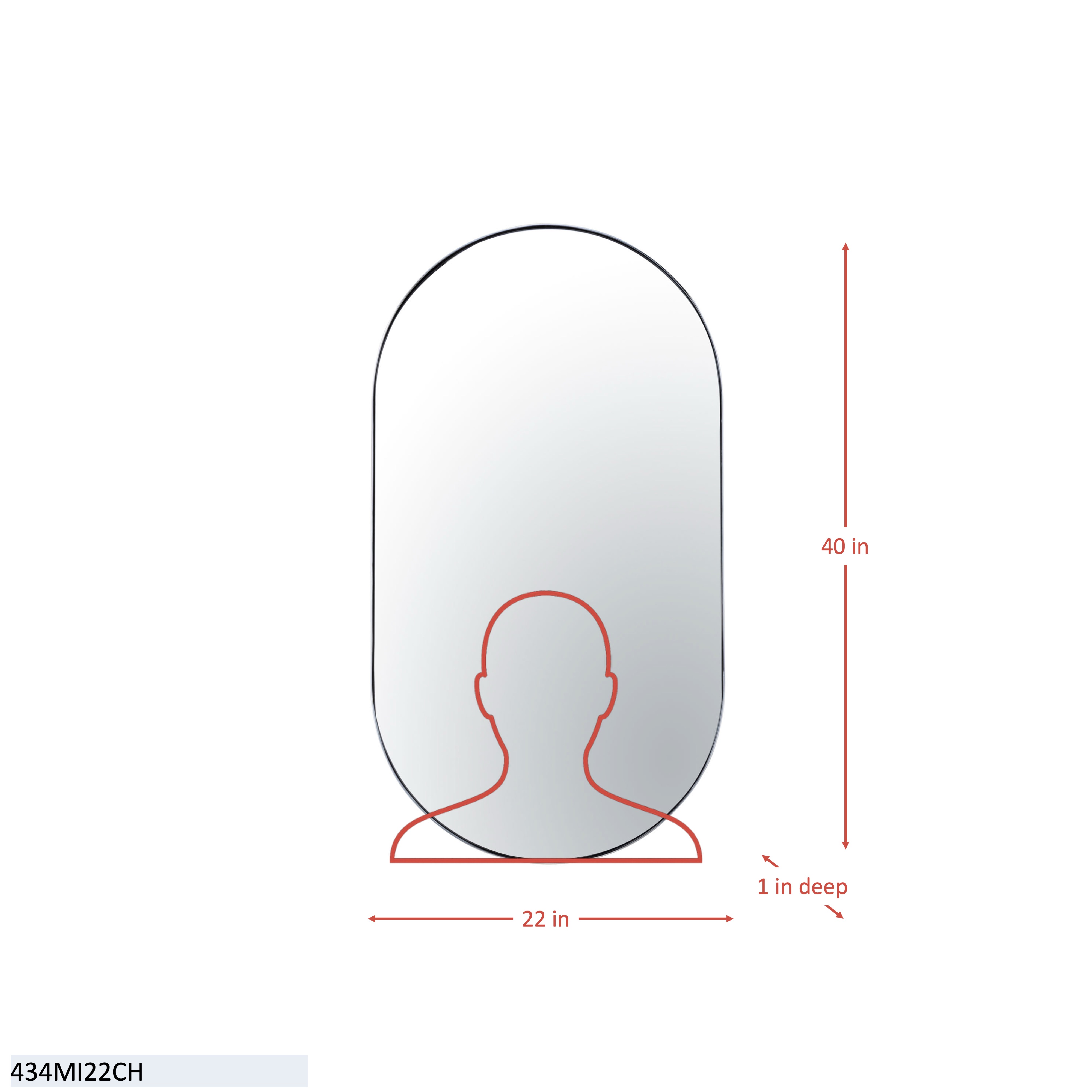 Capsule 22x40 Mirror - Chrome dimensions