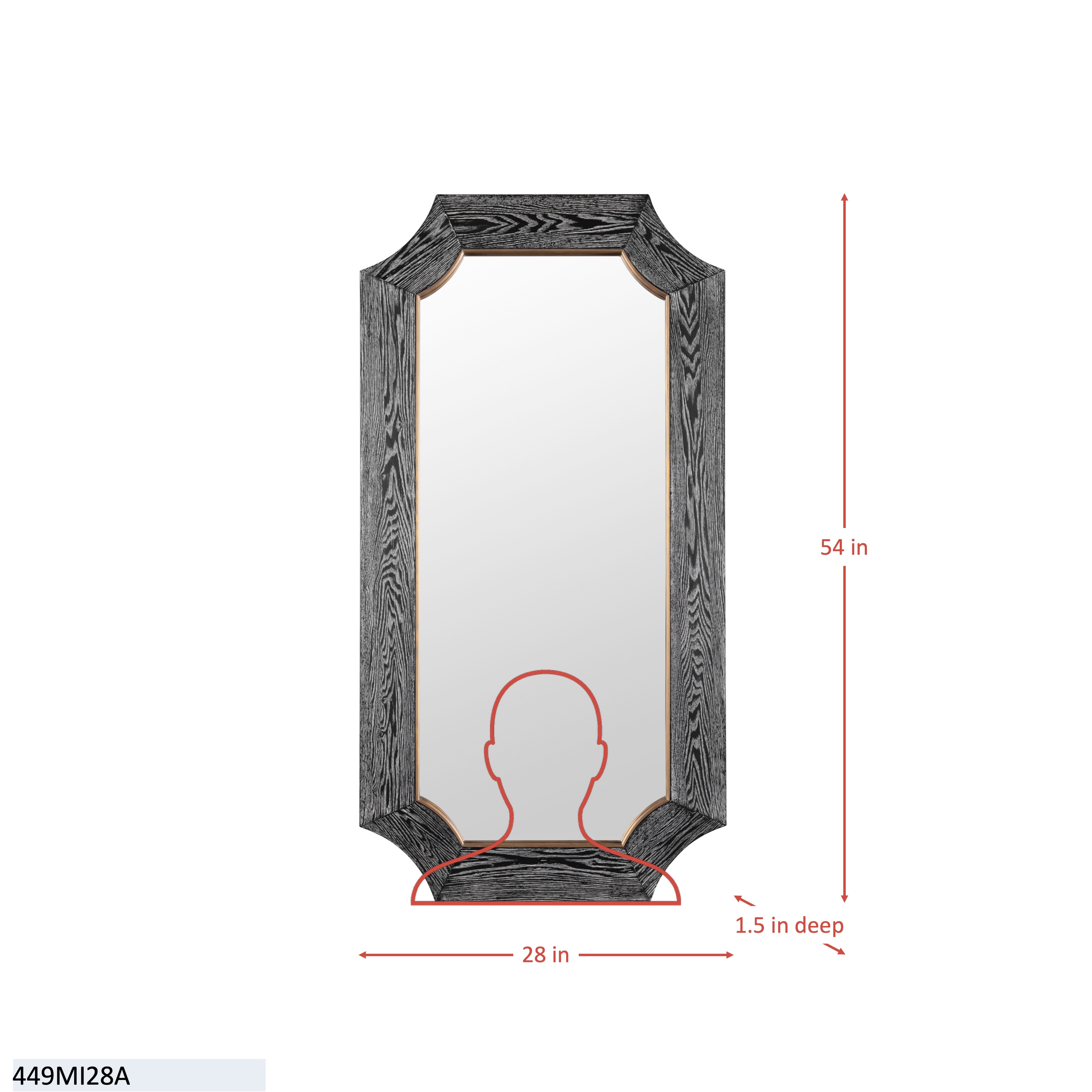 Farra 28x54 Wall Mirror - Poplar Burl/Weathered Brass dimensions