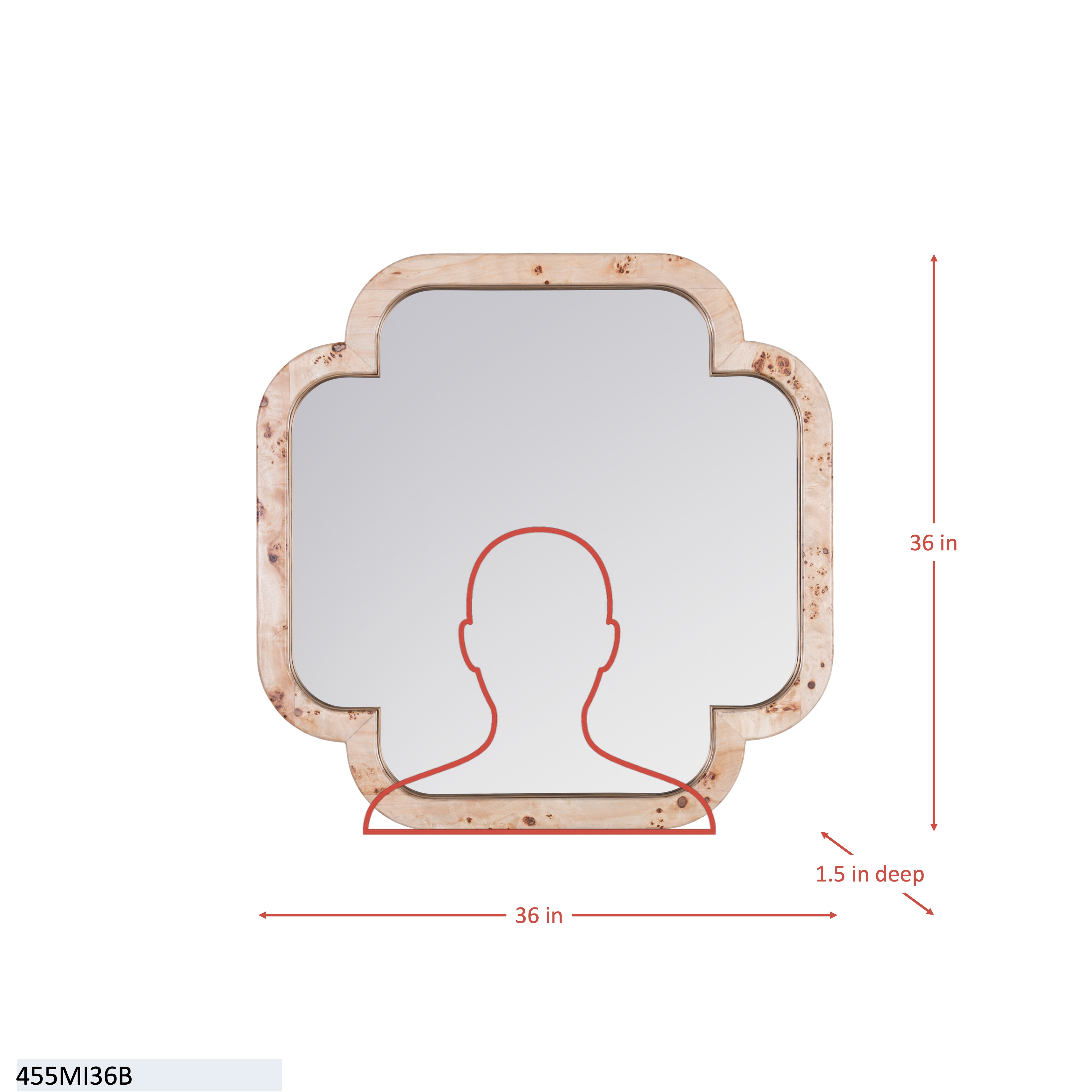 Swiss 36x36 Wall Mirror - Dark Blue Grasscloth/Weathered Brass dimensions