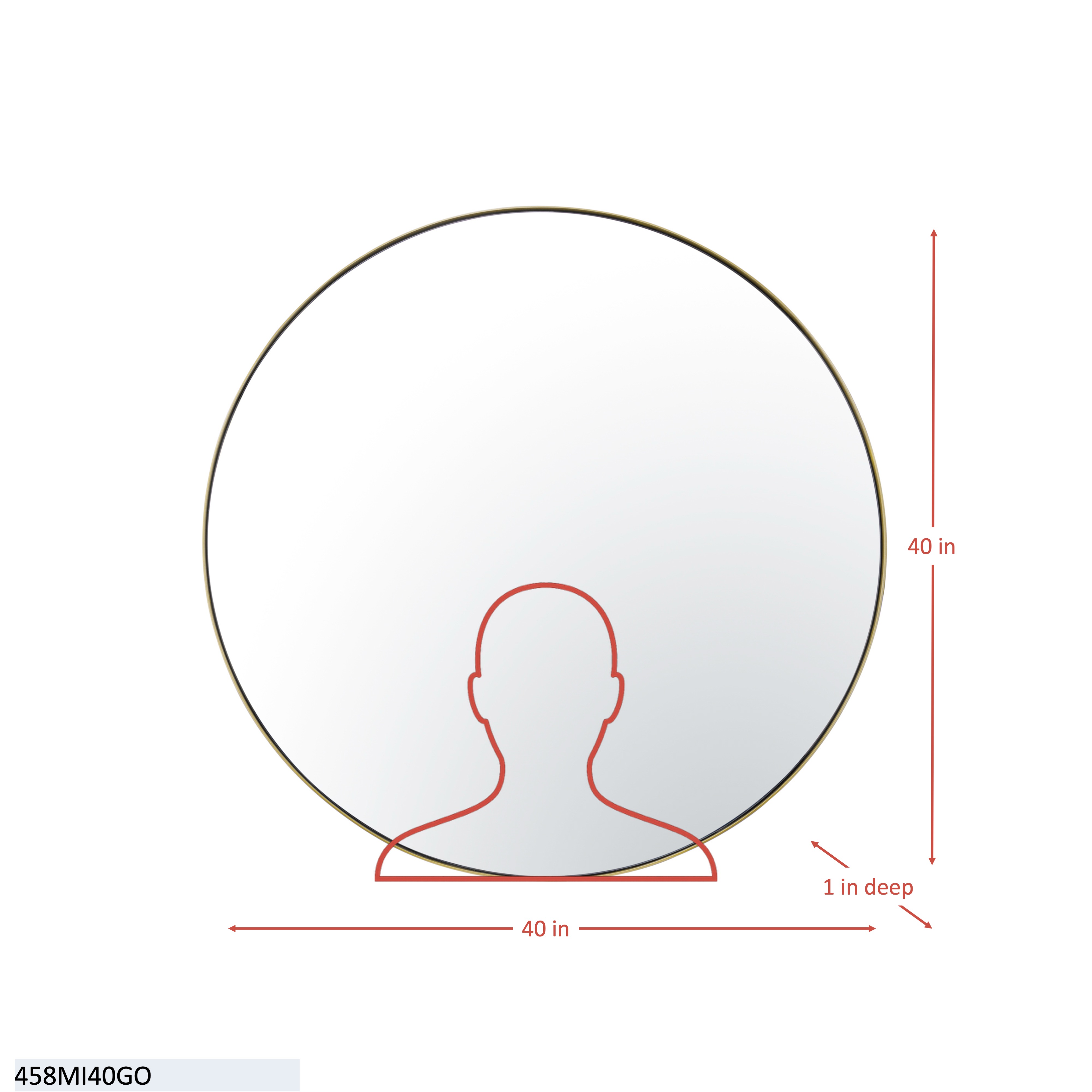 Tablet 40-in Round Wall Mirror - Black dimensions