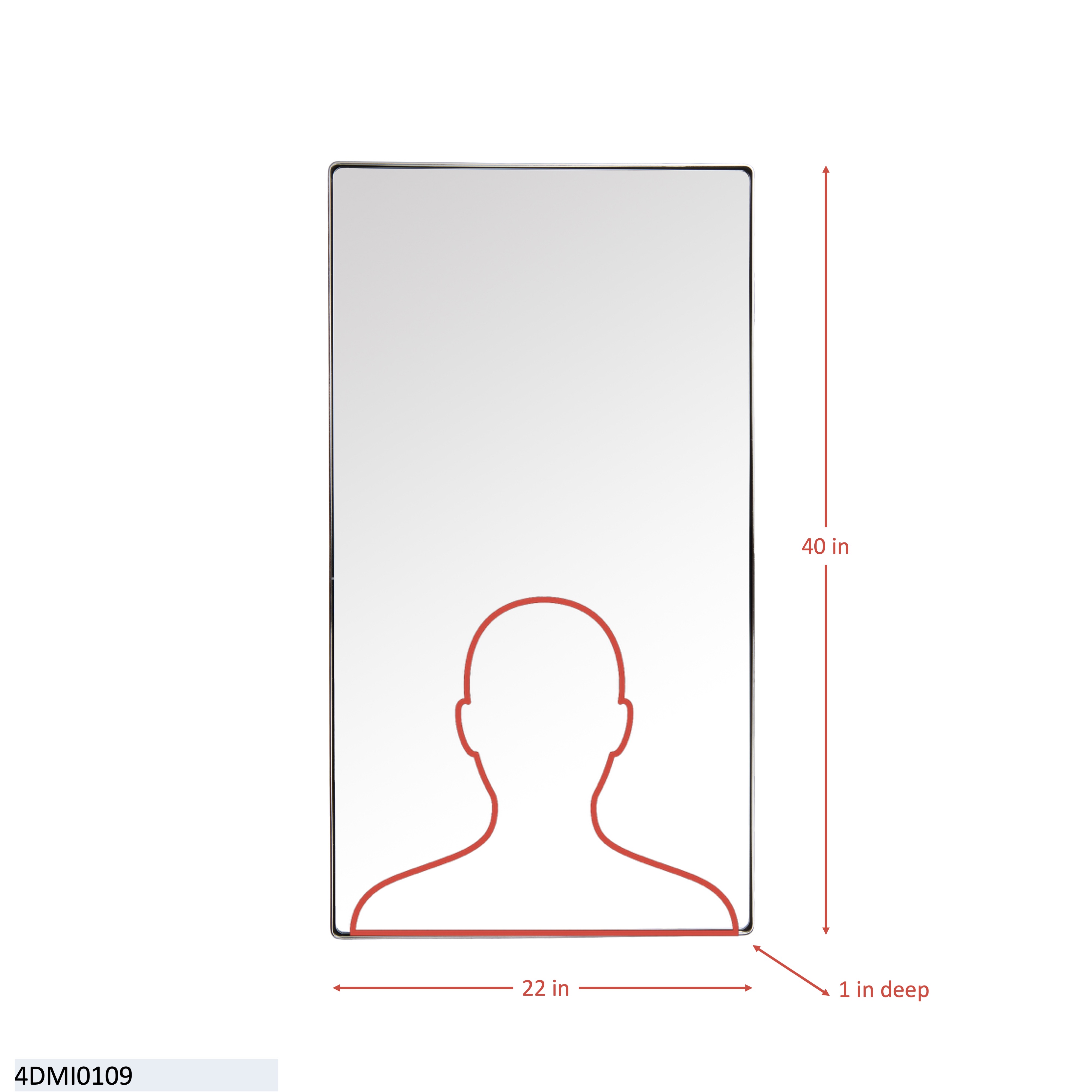 Kye 22x40 Rounded Rectangular Wall Mirror - Bronze dimensions