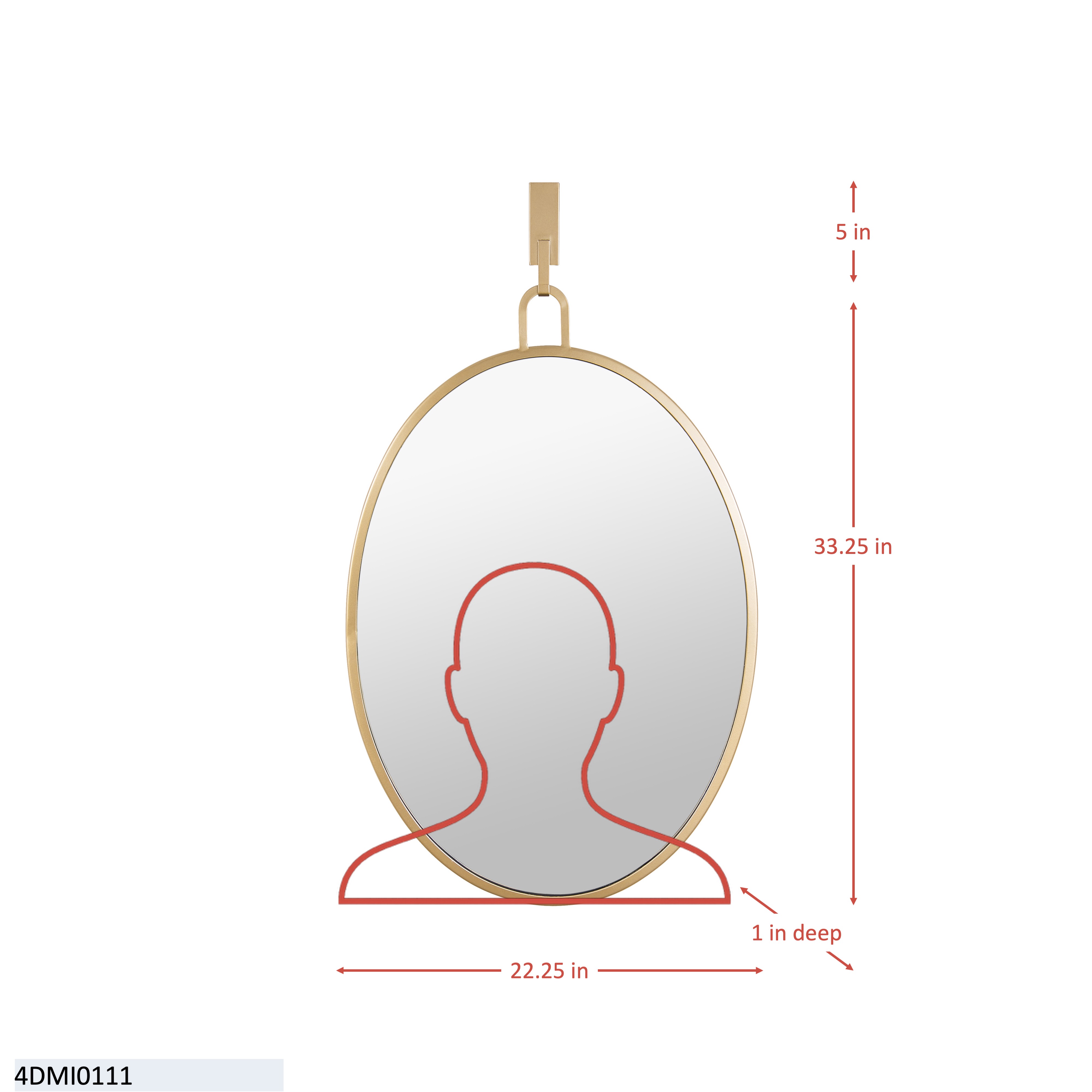 Stopwatch 22x30 Oval Powder Room Mirror - Polished Nickel dimensions