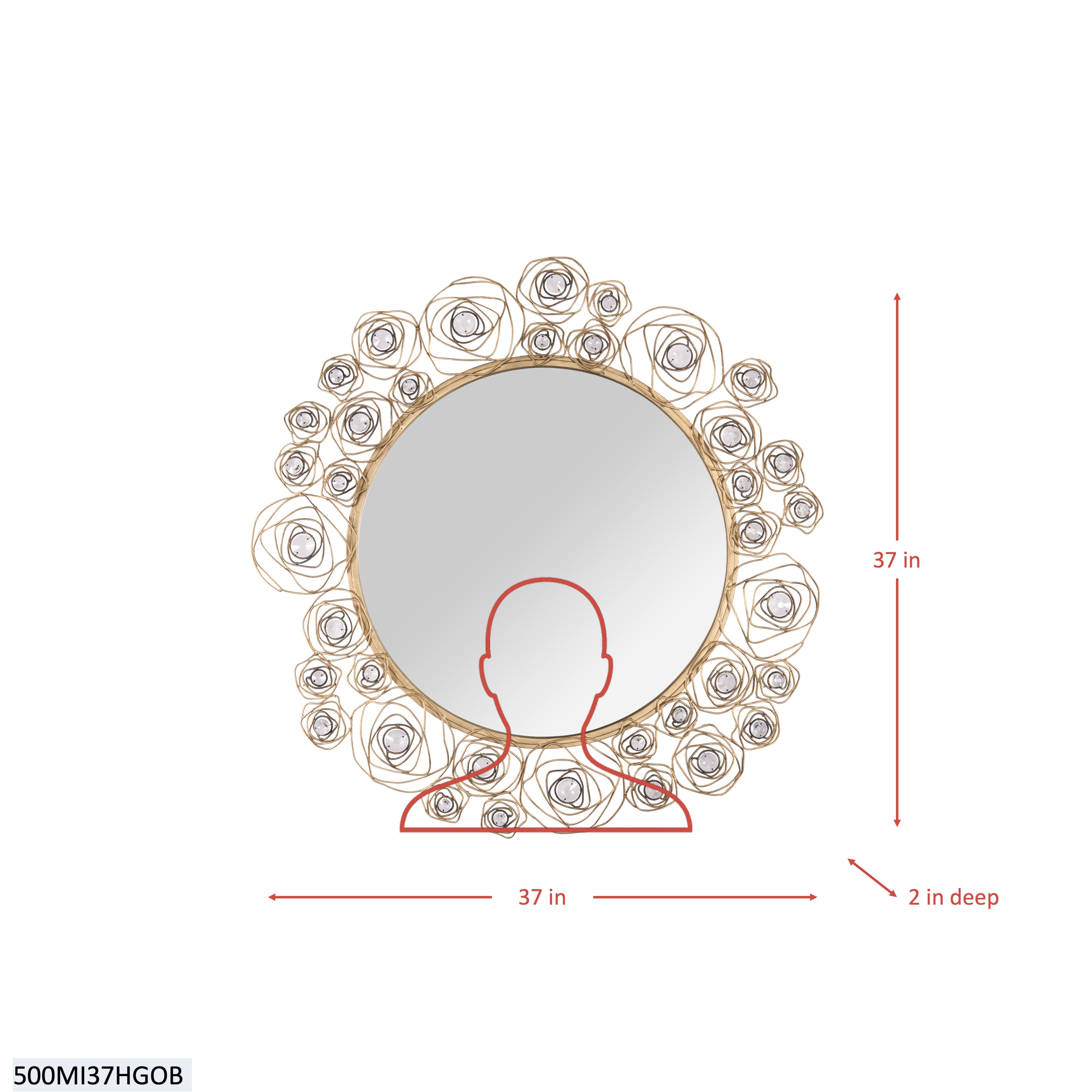 Ethereal Rose 38-in Wall Mirror - Havana Gold Ombre dimensions