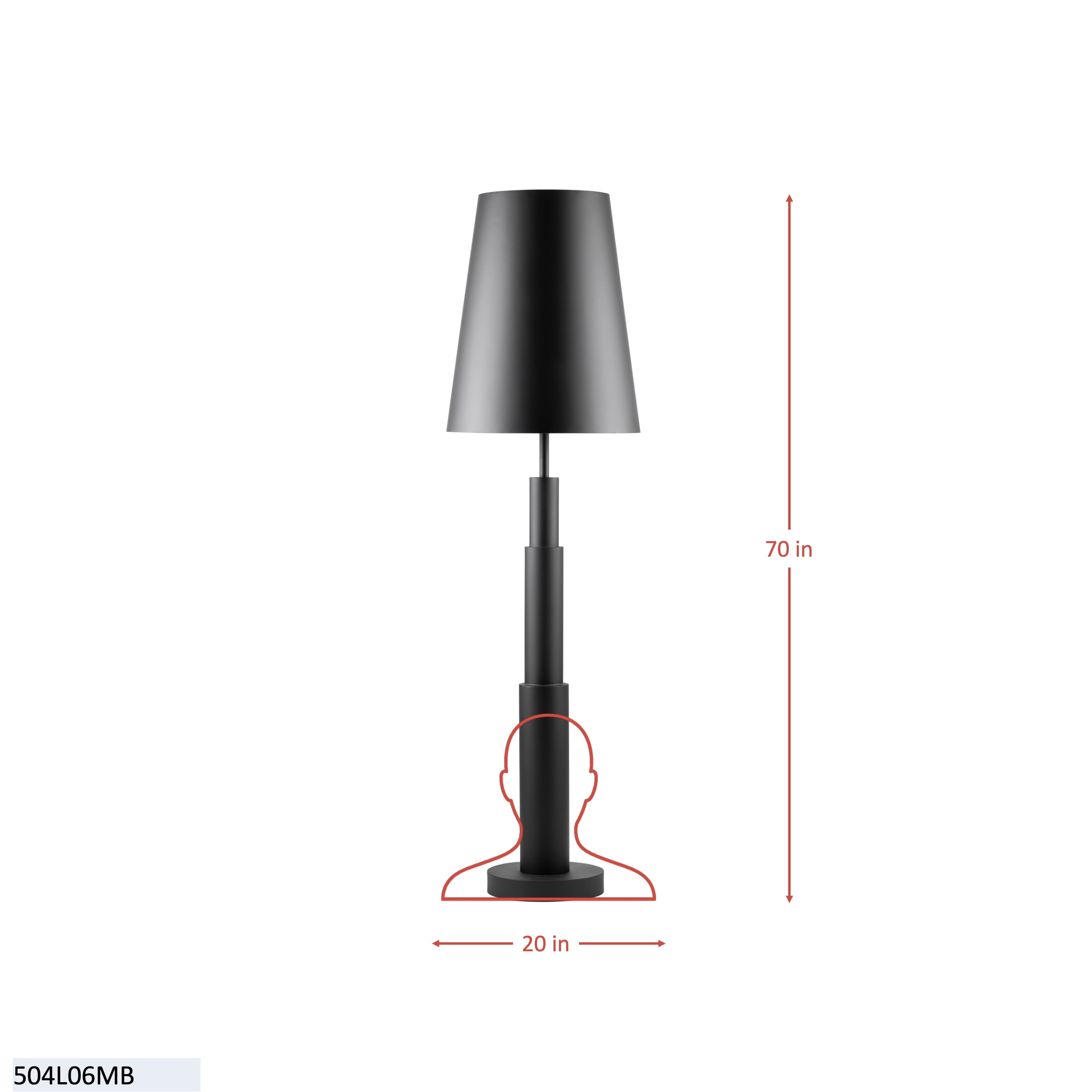 Giustino 6 Light Floor Lamp - Matte White dimensions