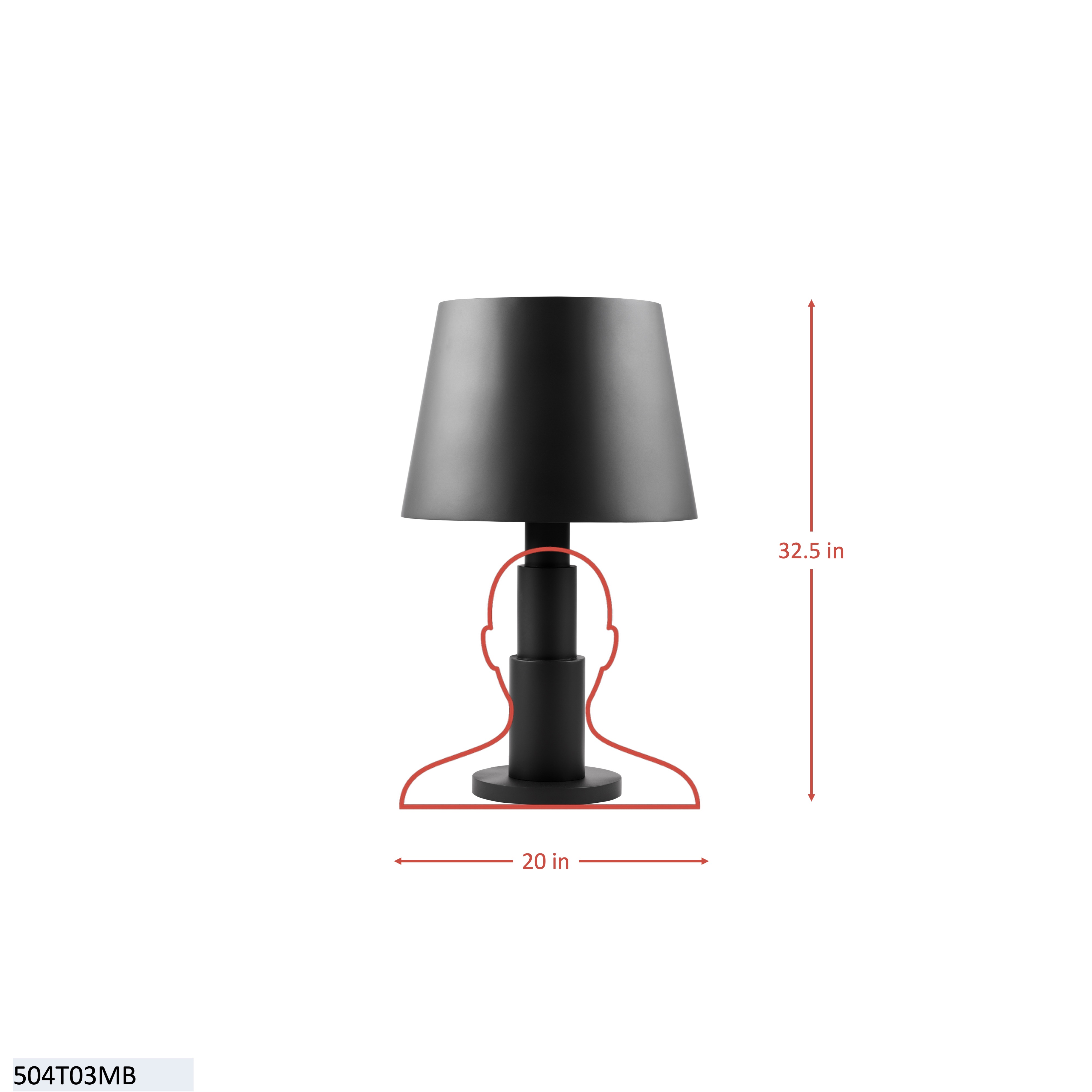 Giustino 3 Light Table Lamp - Matte White dimensions