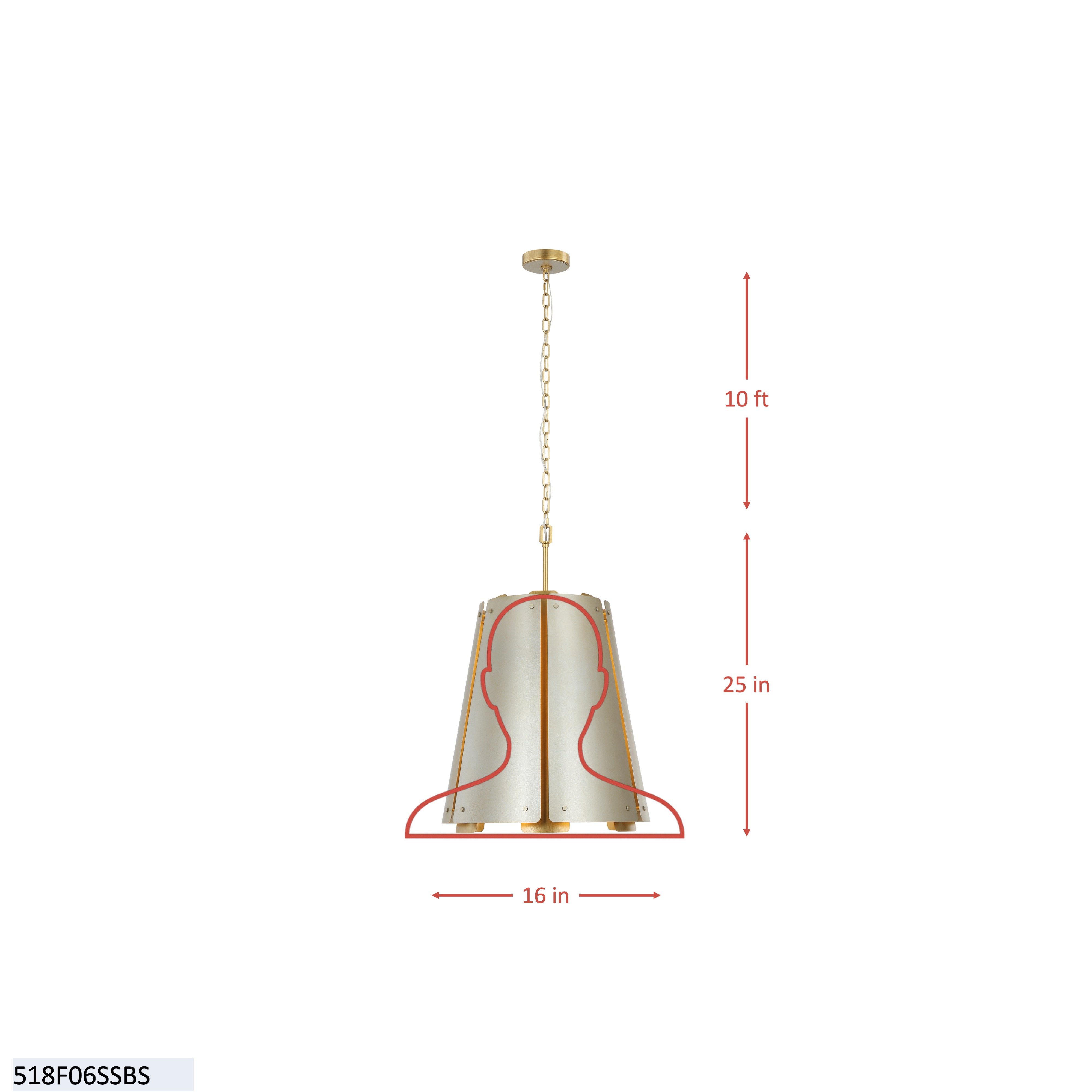 Peep Show 6 Light Foyer - Sunwashed Silver/Brushed Sienna dimensions