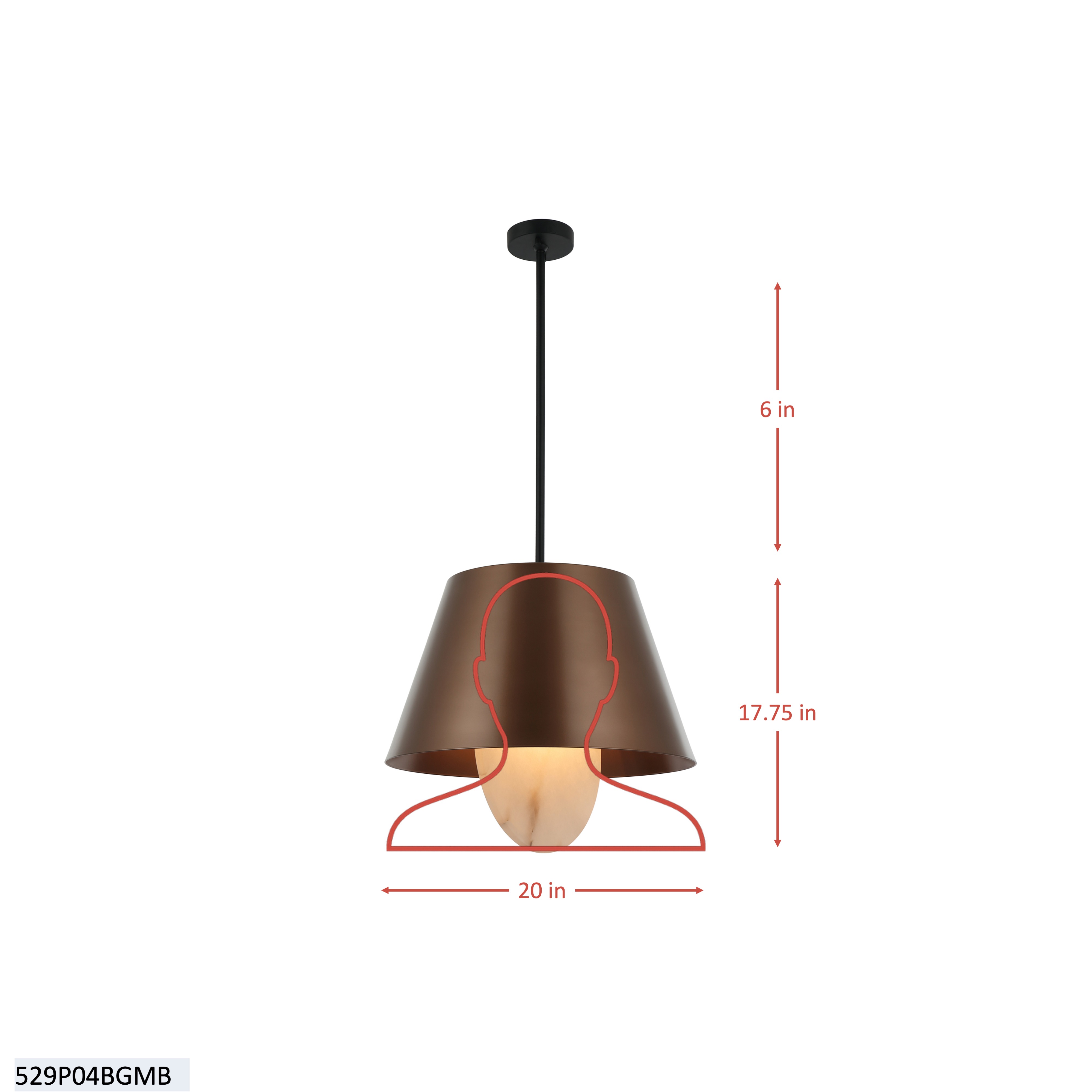 Rock On 4 Light Pendant - Brontourage/Matte Black dimensions