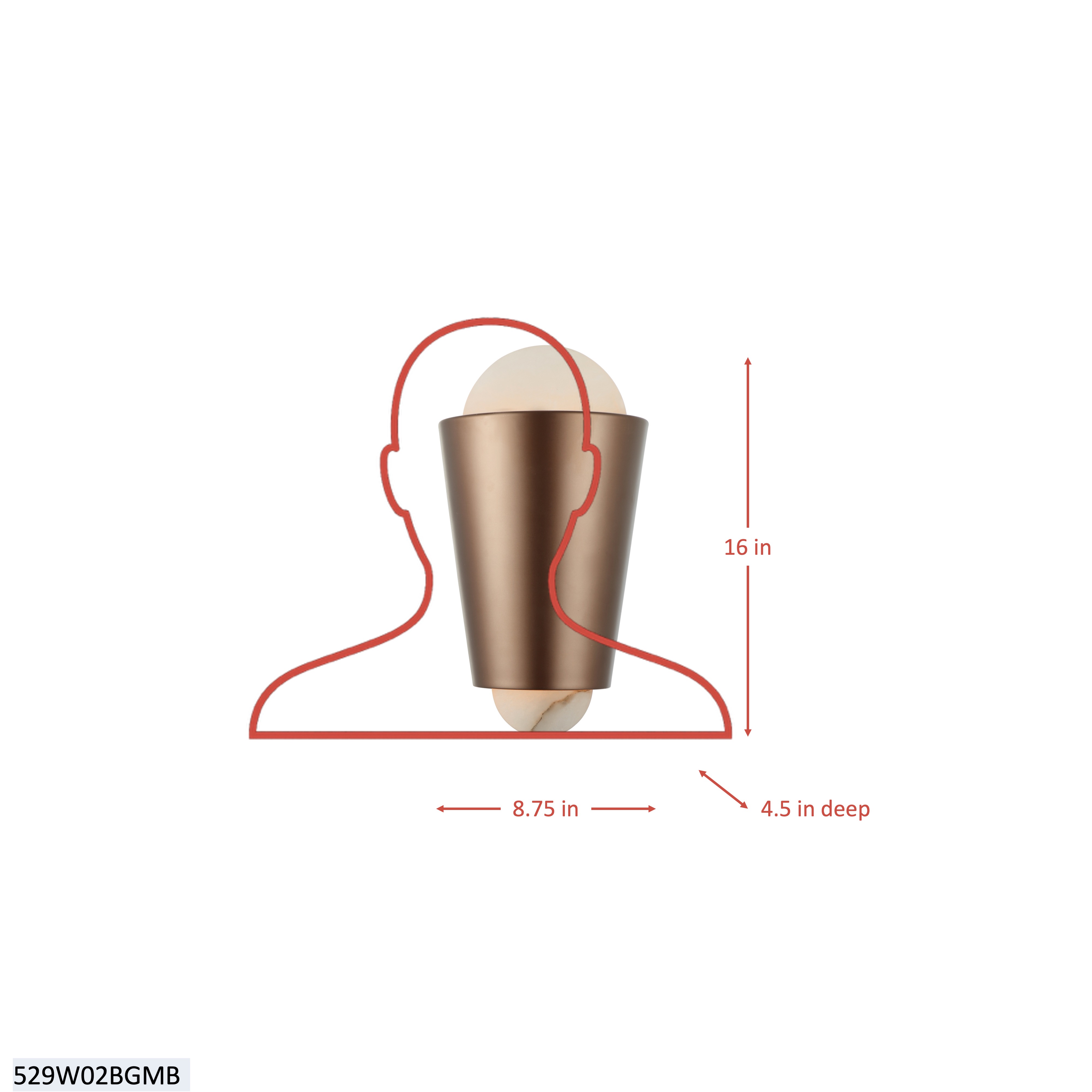 Rock On 2 Light Sconce - Brontourage/Matte Black dimensions
