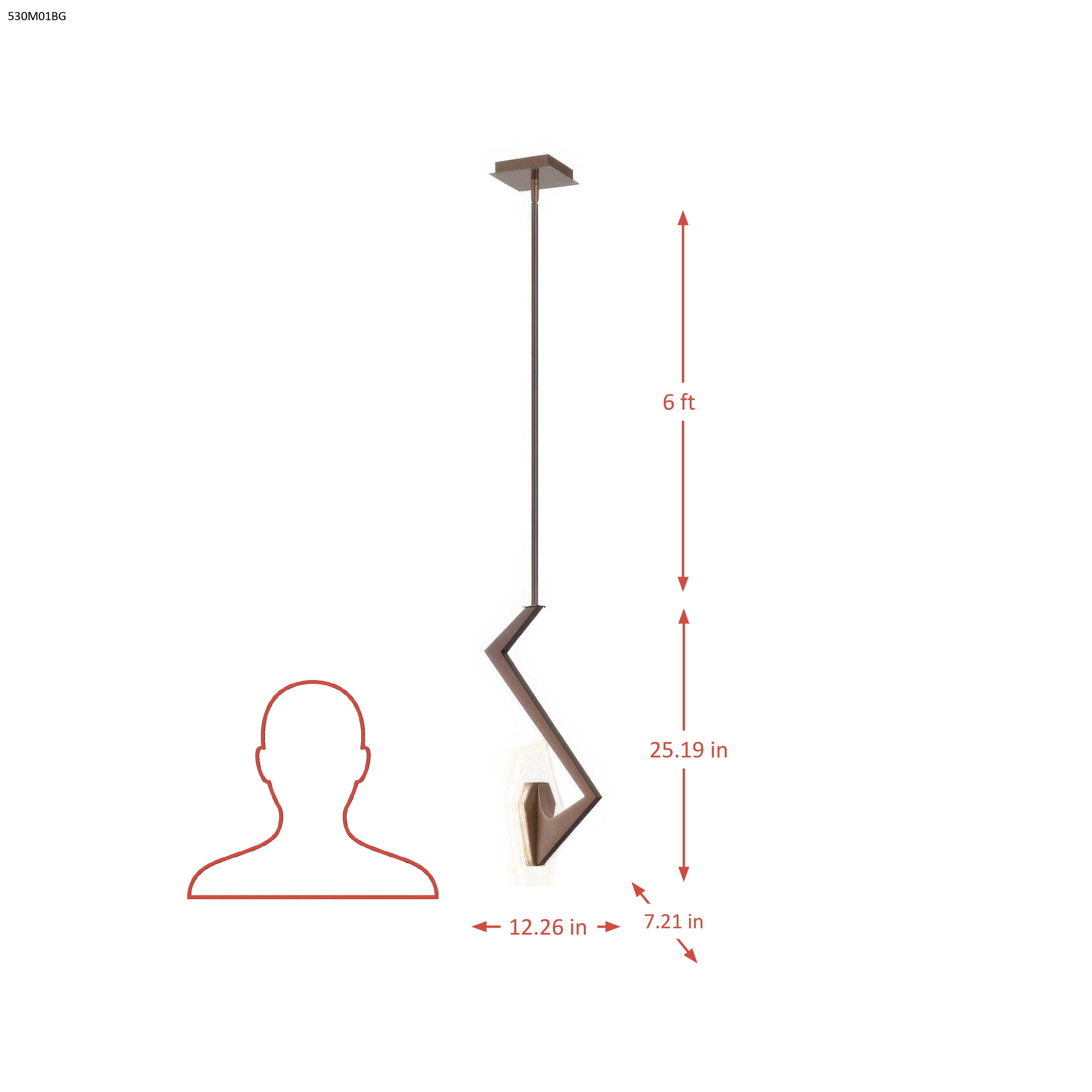 Down the Wrong Path 1 Light Pendant - Brontourage dimensions