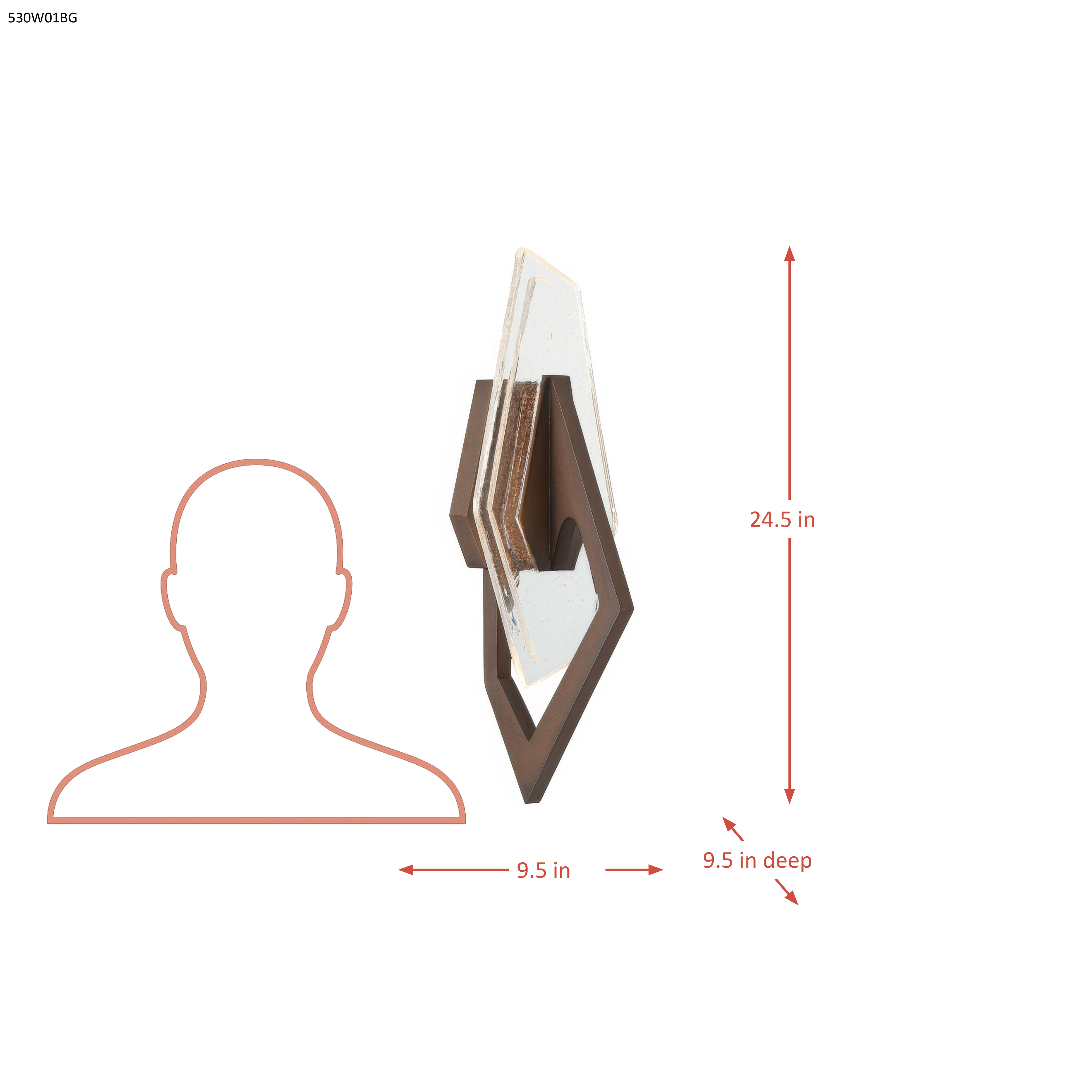 Down the Wrong Path 1 Light Sconce - Brontourage dimensions