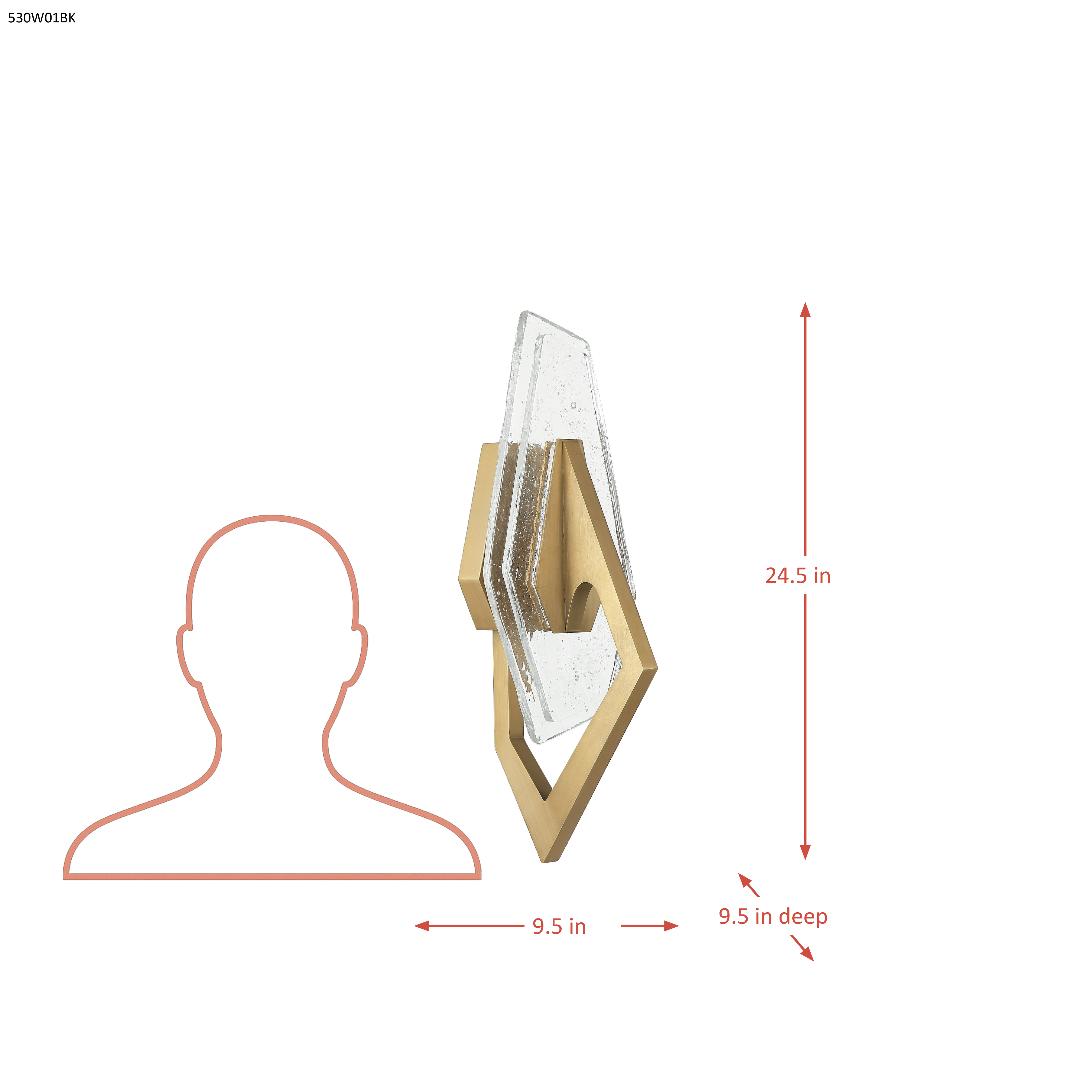 Down the Wrong Path 1 Light Sconce - Brass Kisser dimensions