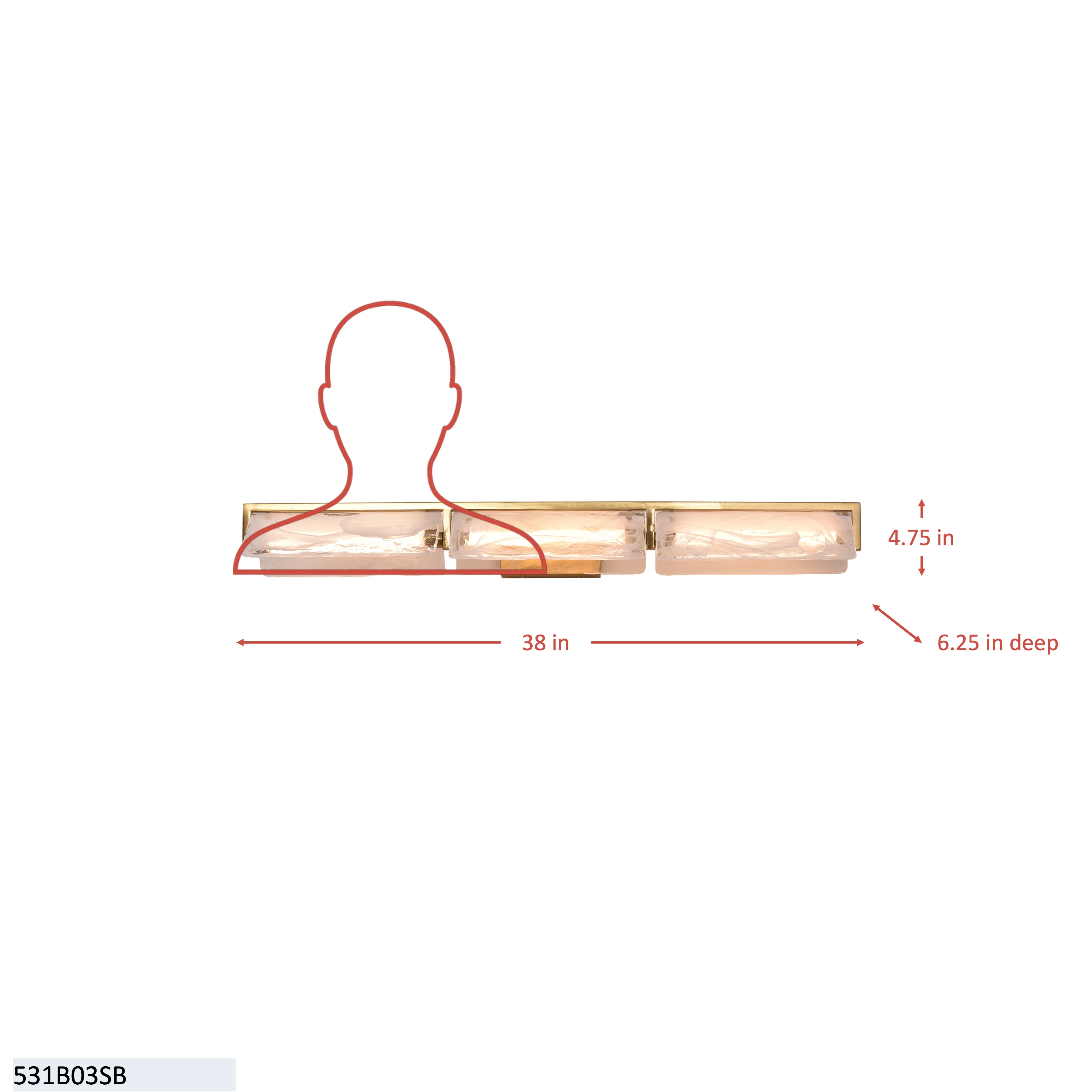 Mingle 3 Light Bath - Satin Brass dimensions