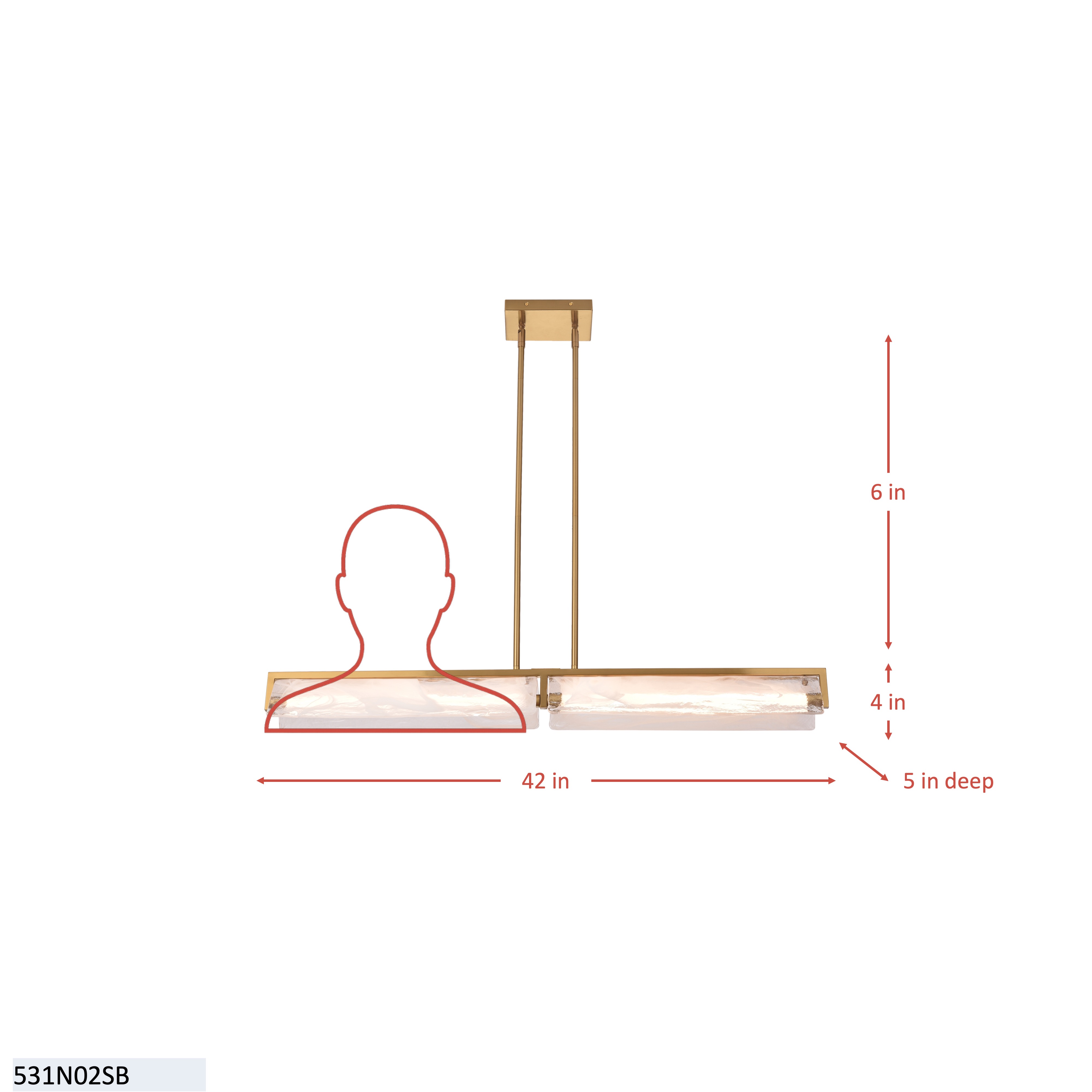 Mingle 2 Light Medium Linear - Satin Brass dimensions