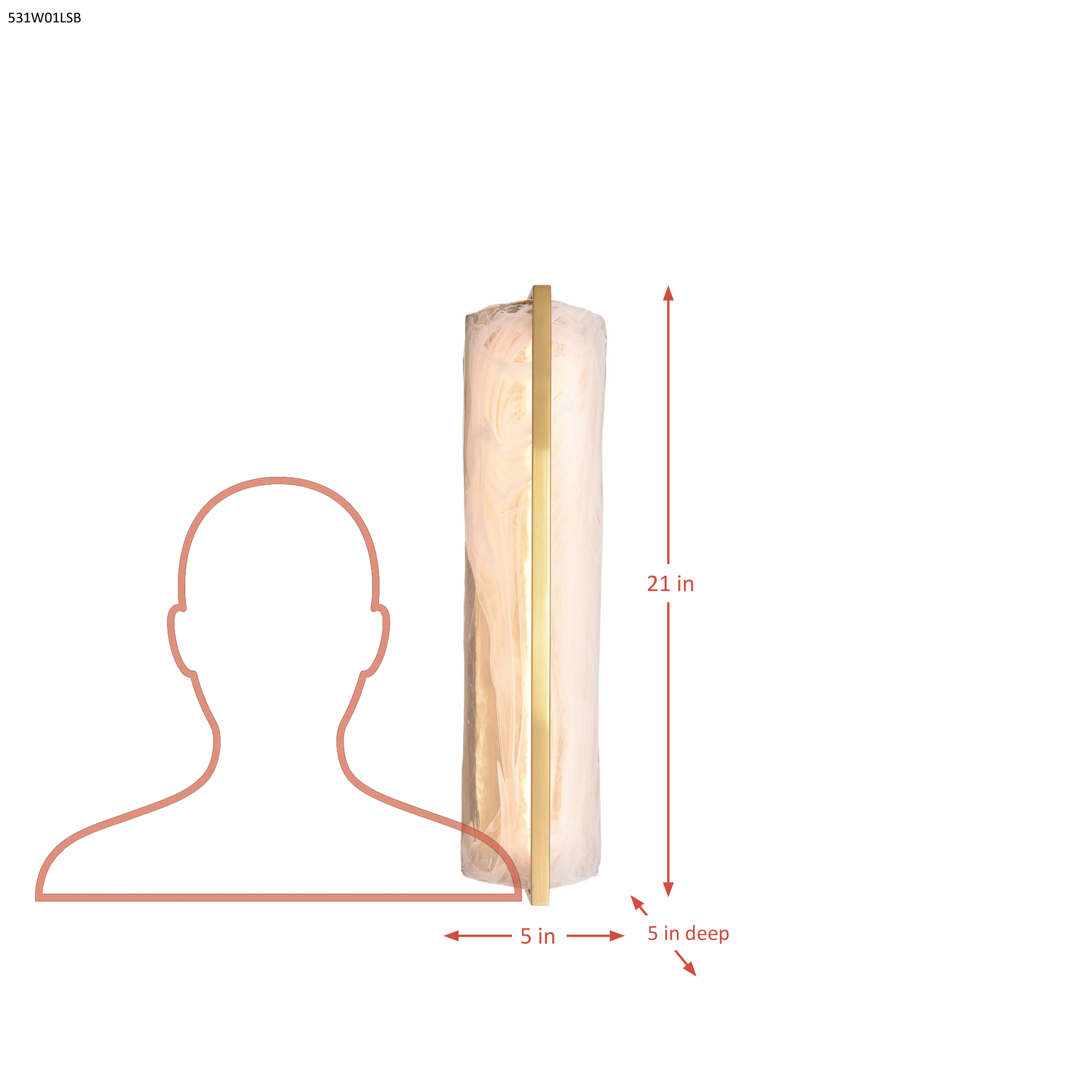 Mingle 1 Light Tall Sconce - Satin Brass dimensions