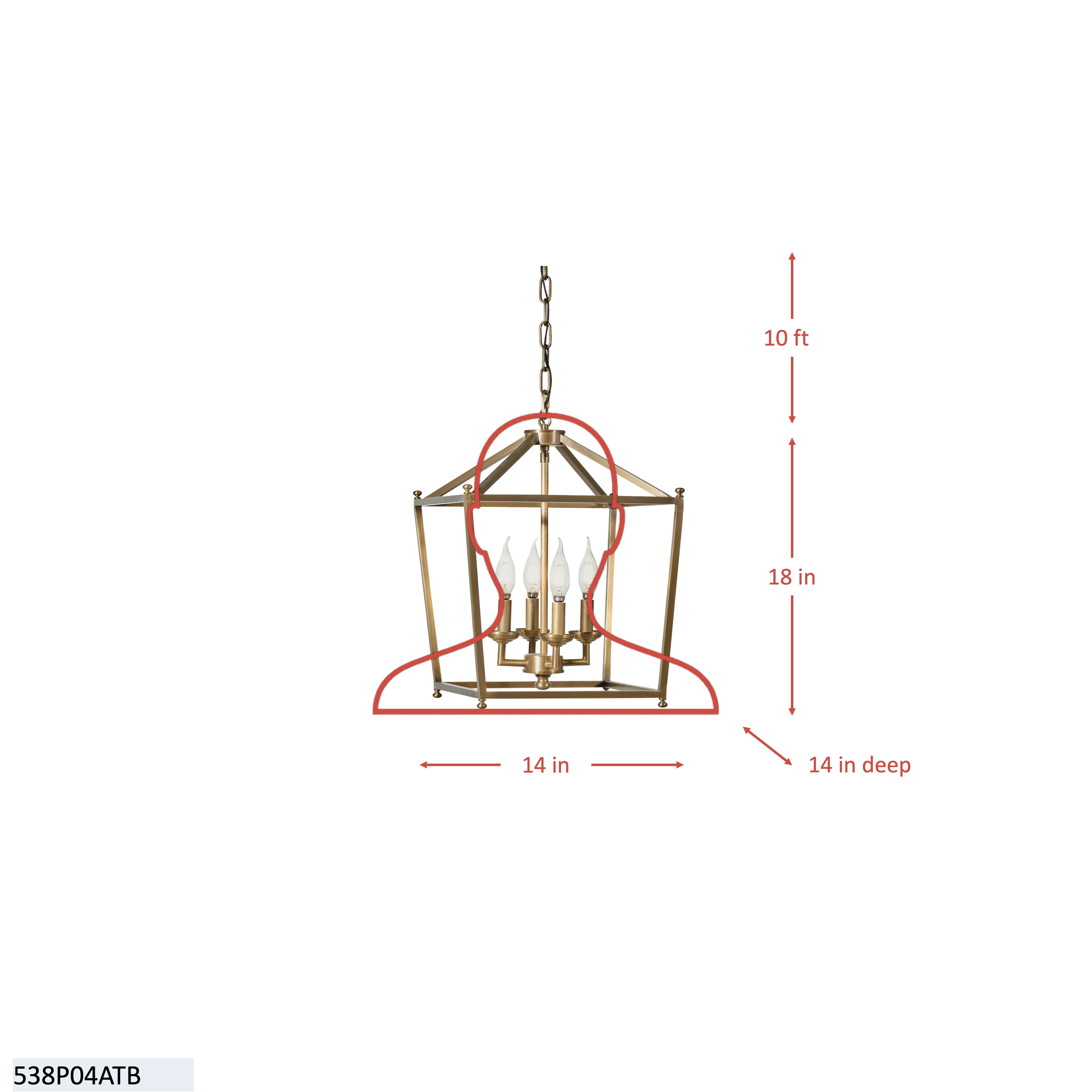 Gridlock 4 Light Pendant - Heritage Black/Antique Bronze dimensions