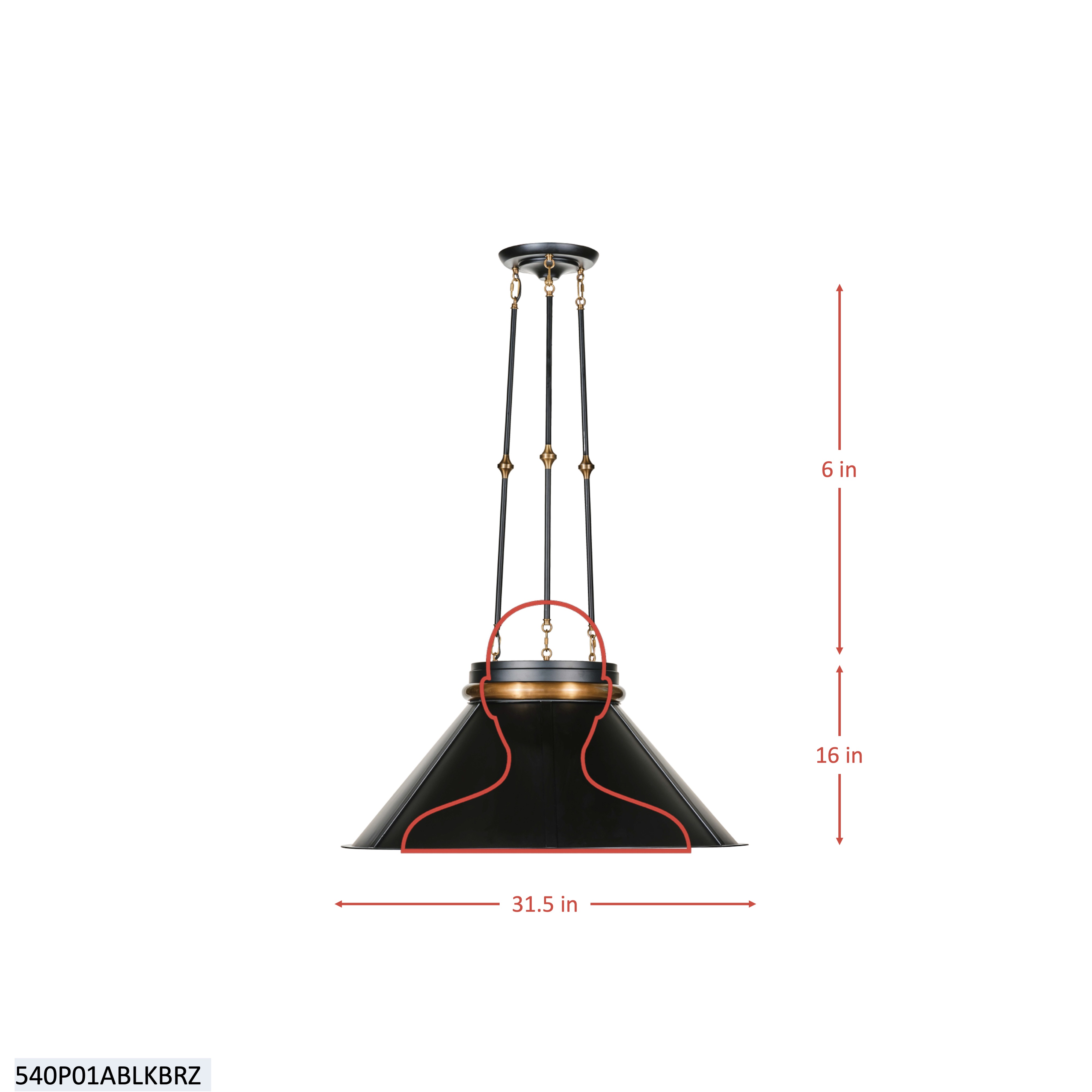 Mood Swings 1 Light Round Pendant - Heritage Black/Heritage Bronze dimensions