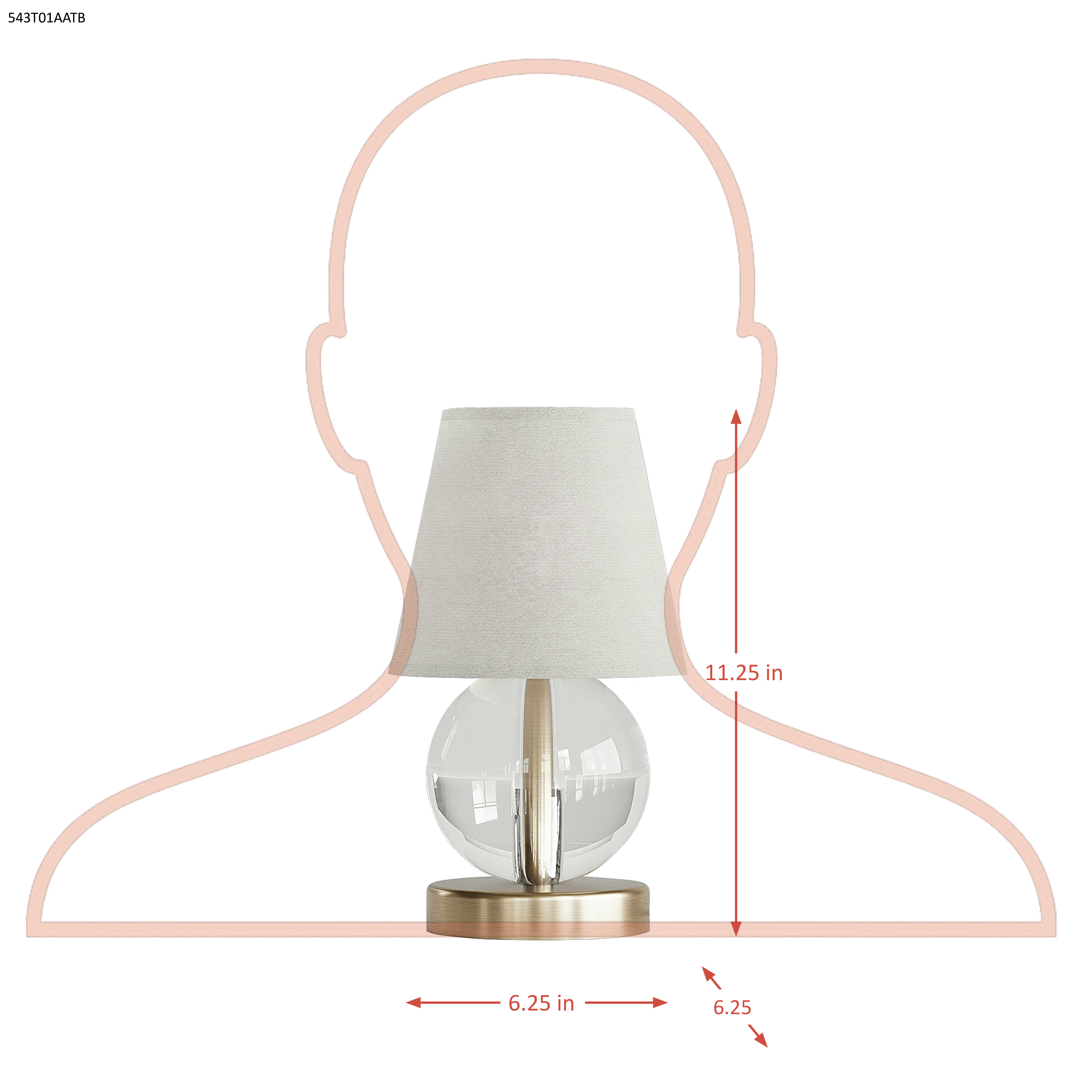 Mona & Lisa 1 Light Spherical Crystal Table Lamp - Antique Bronze dimensions