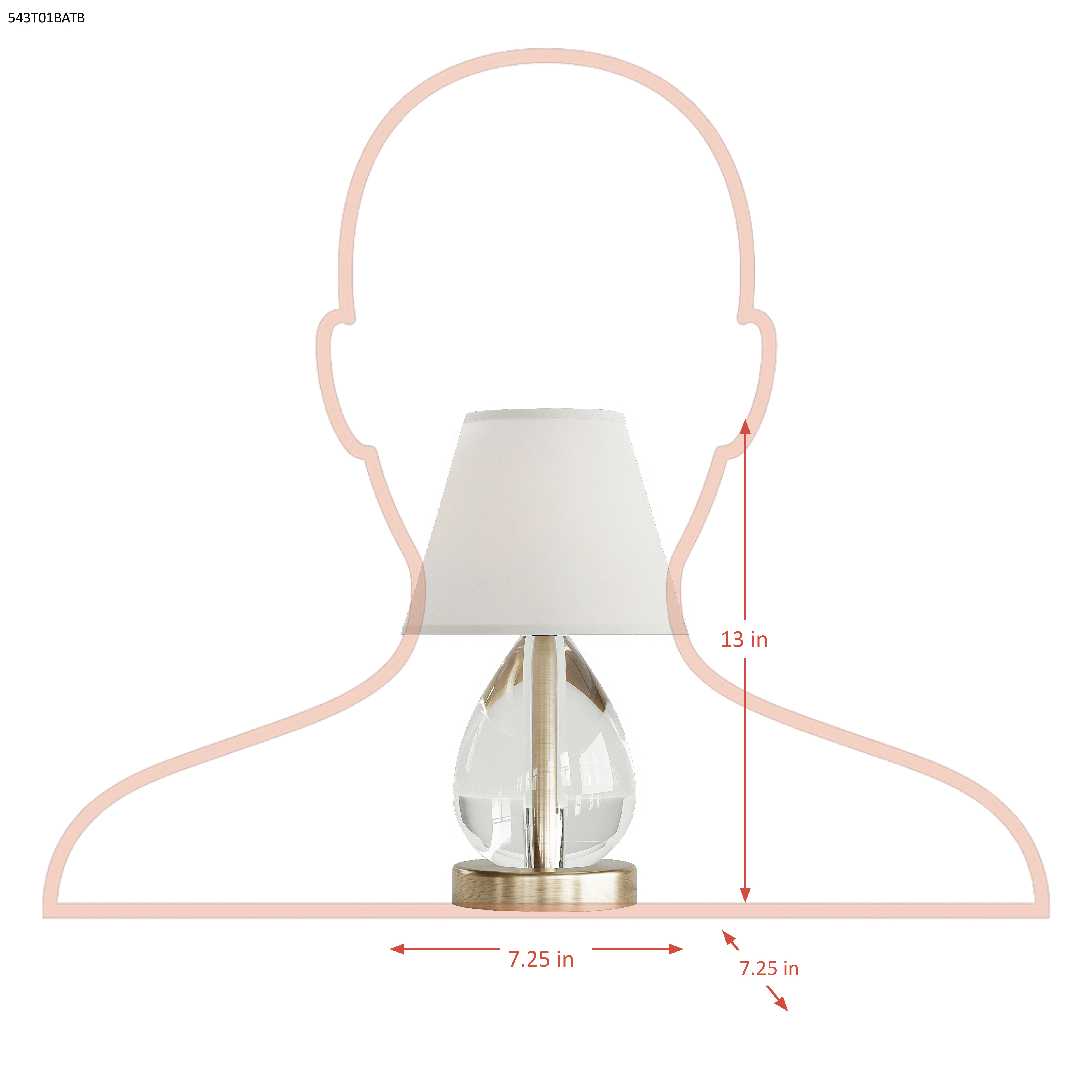 Mona & Lisa 1 Light Oblong Crystal Table Lamp - Antique Bronze dimensions
