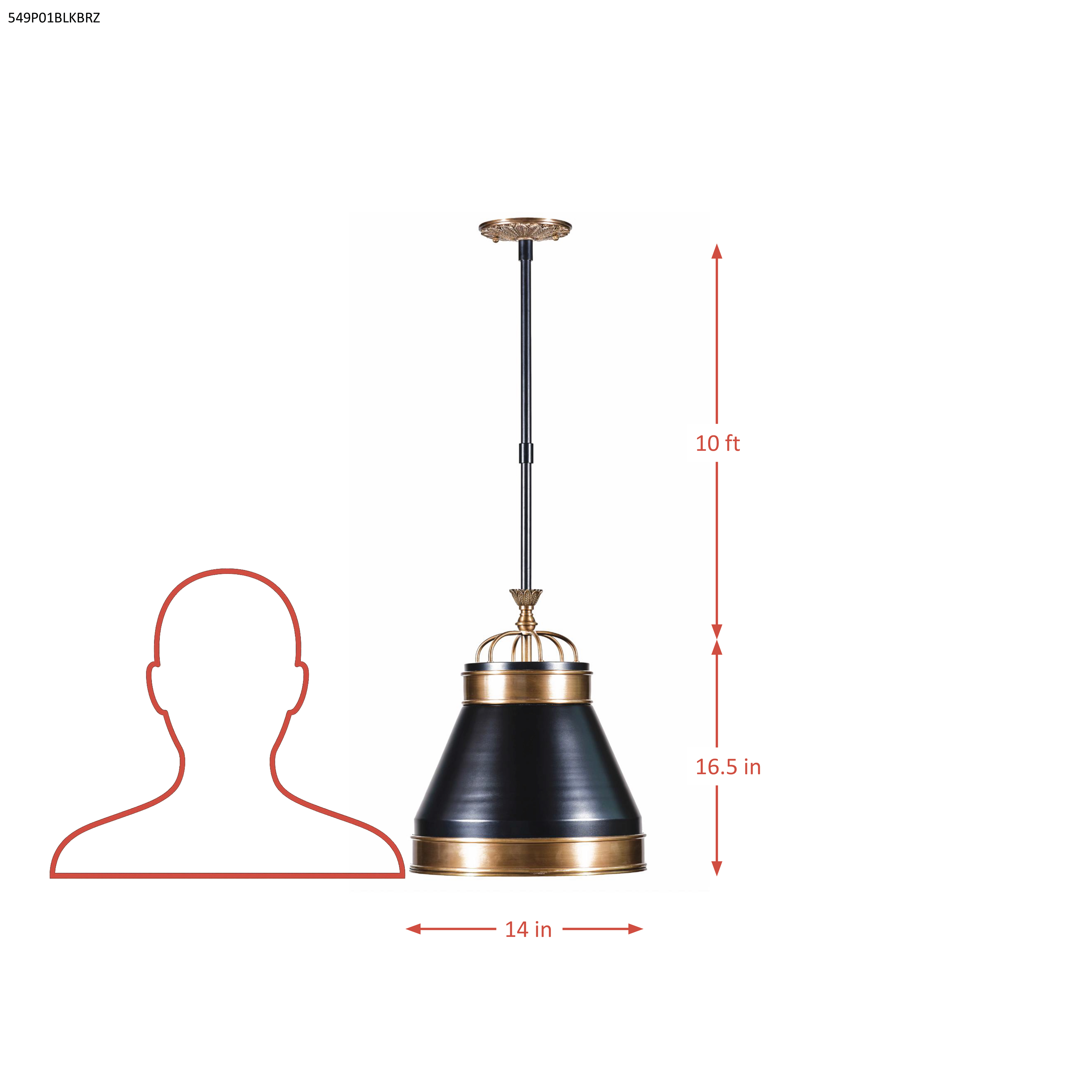 Savarin 1 Light Small Pendant - Heritage Black/Heritage Bronze dimensions