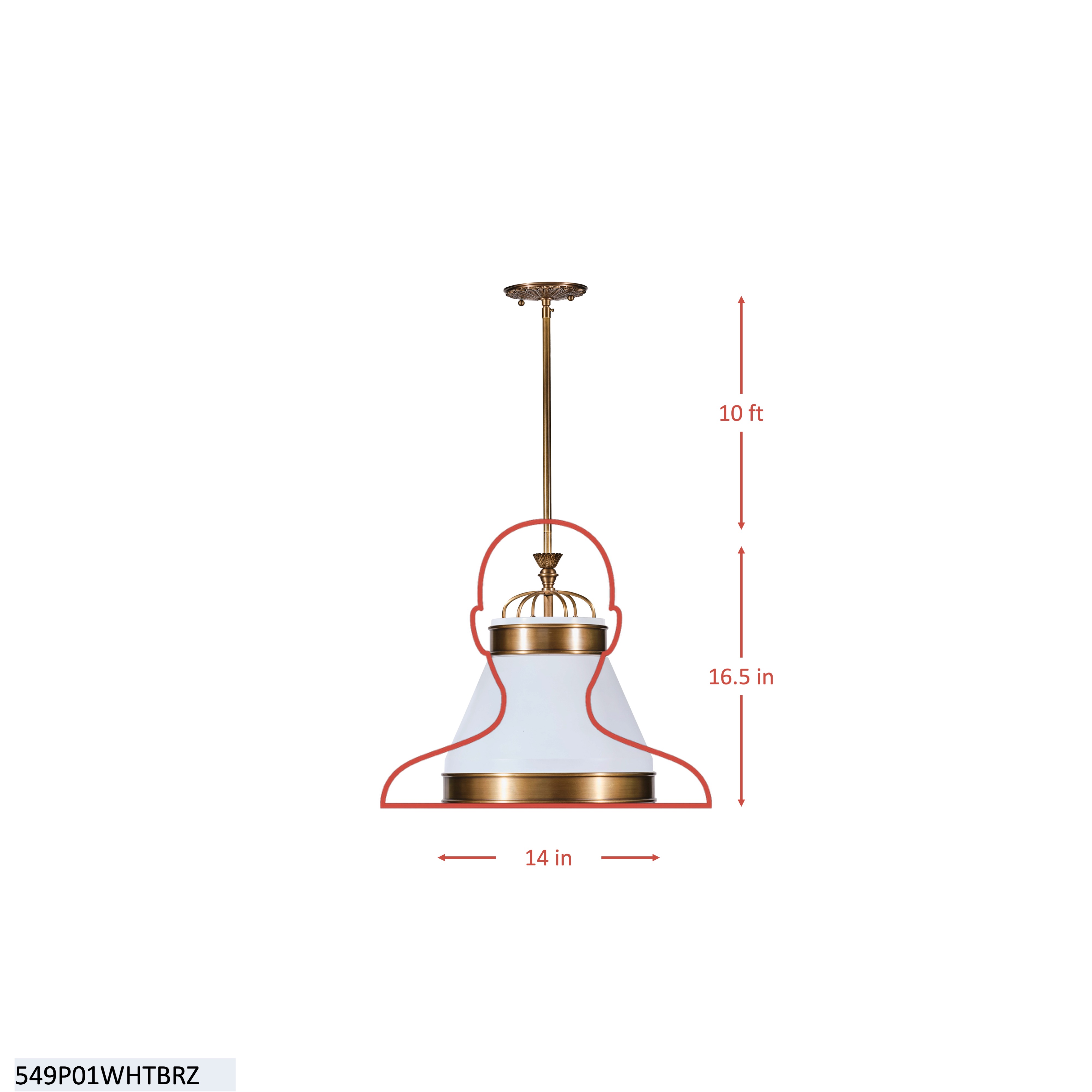 Savarin 1 Light Small Pendant - Heritage White/Heritage Bronze dimensions