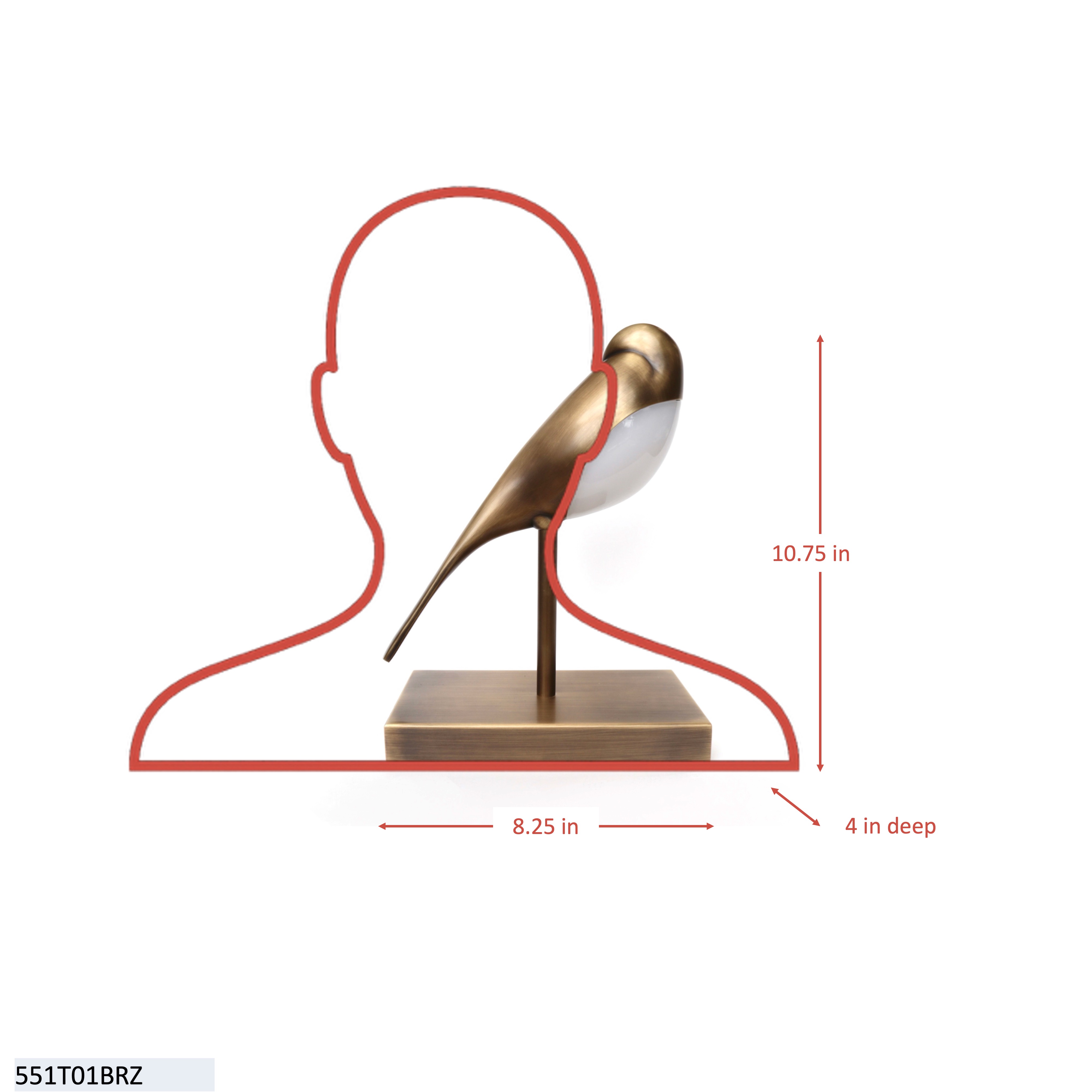 Hope 1 Light Table Lamp - Malouf Foundation Partnership - Heritage Bronze dimensions