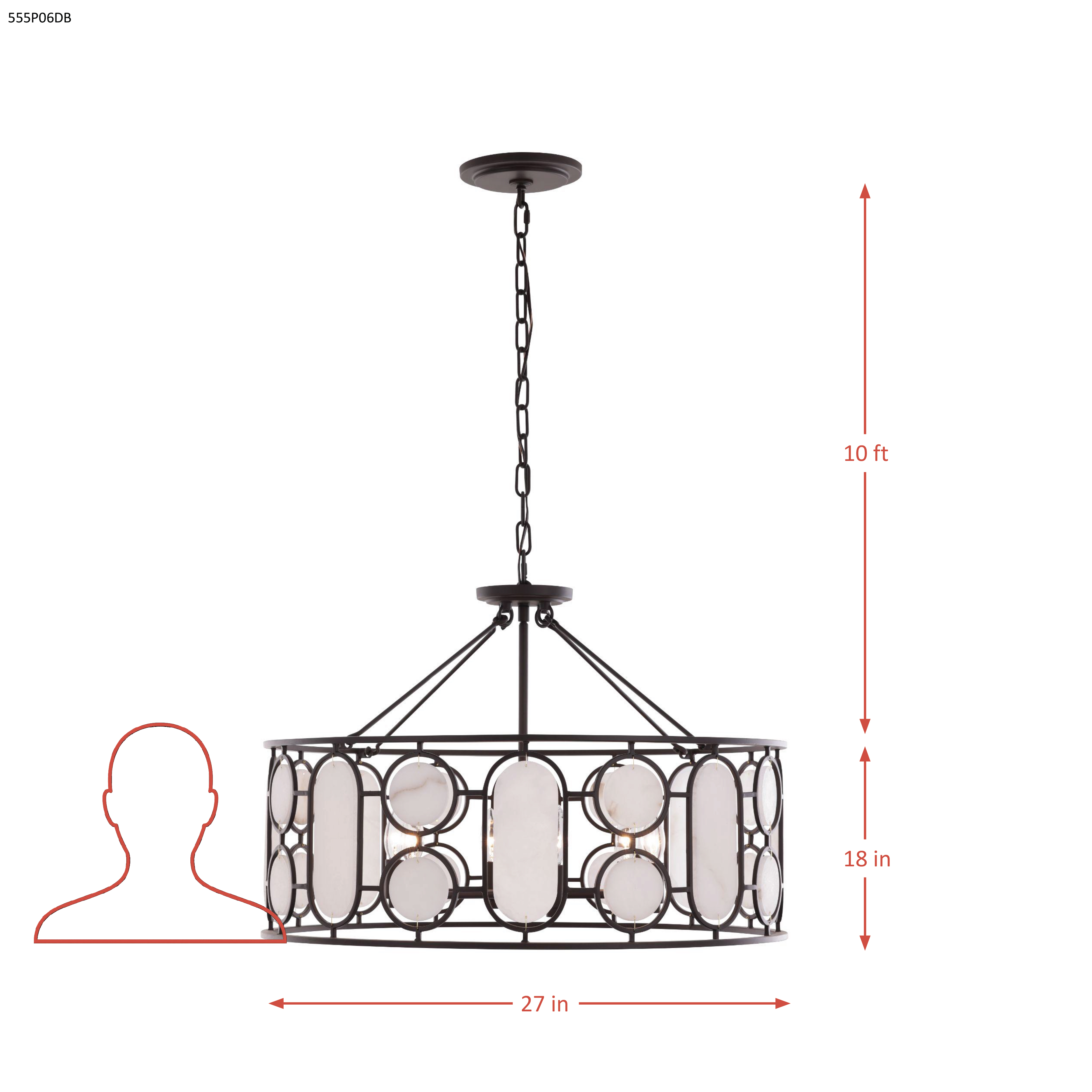 Oval Office  6 Light Pendant dimensions