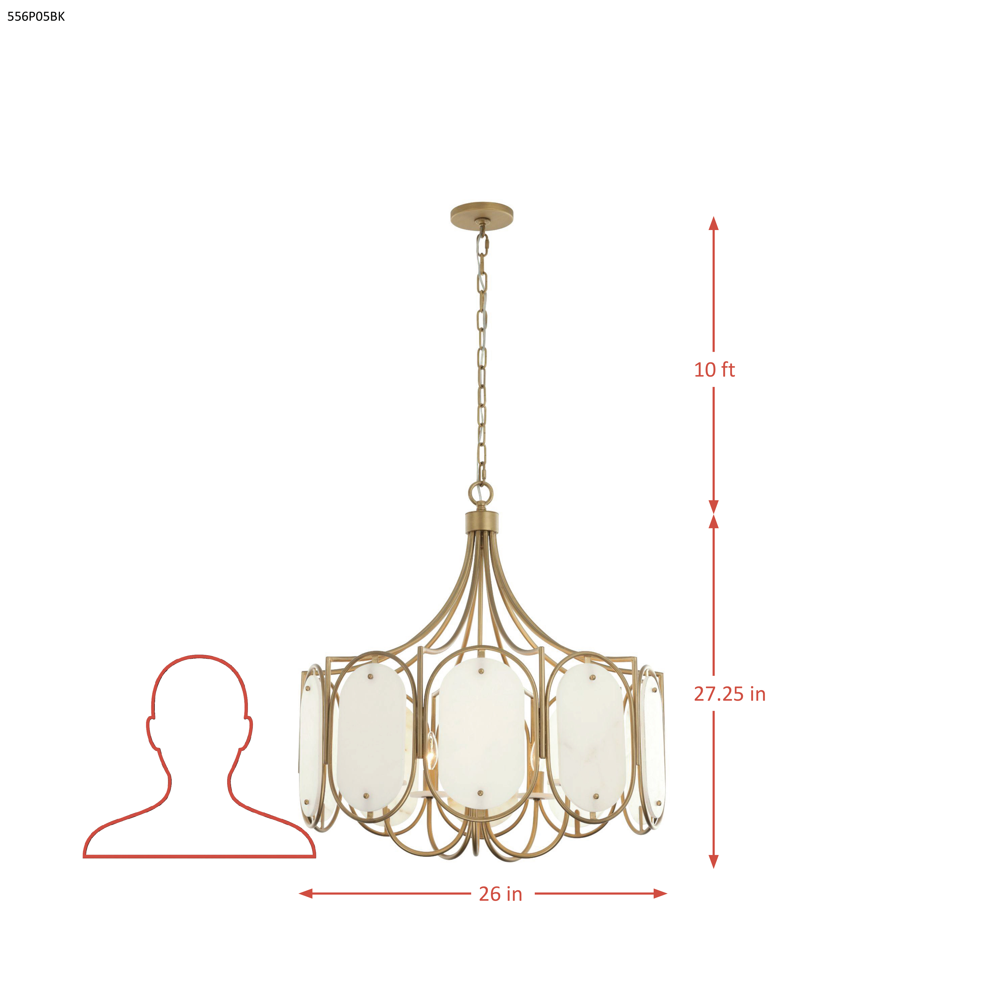 Panelist 5 Light Pendant dimensions