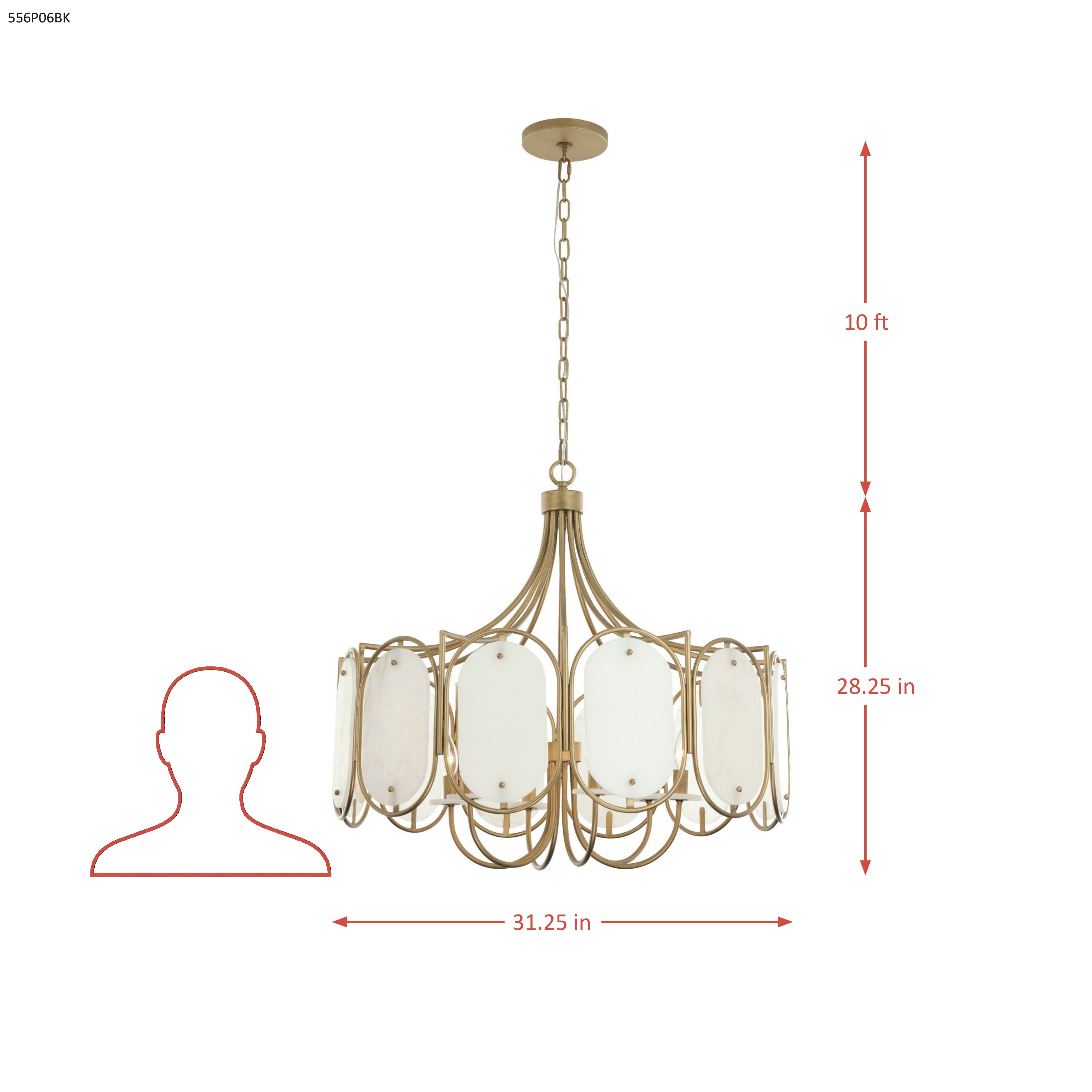Panelist 6 Light Pendant dimensions
