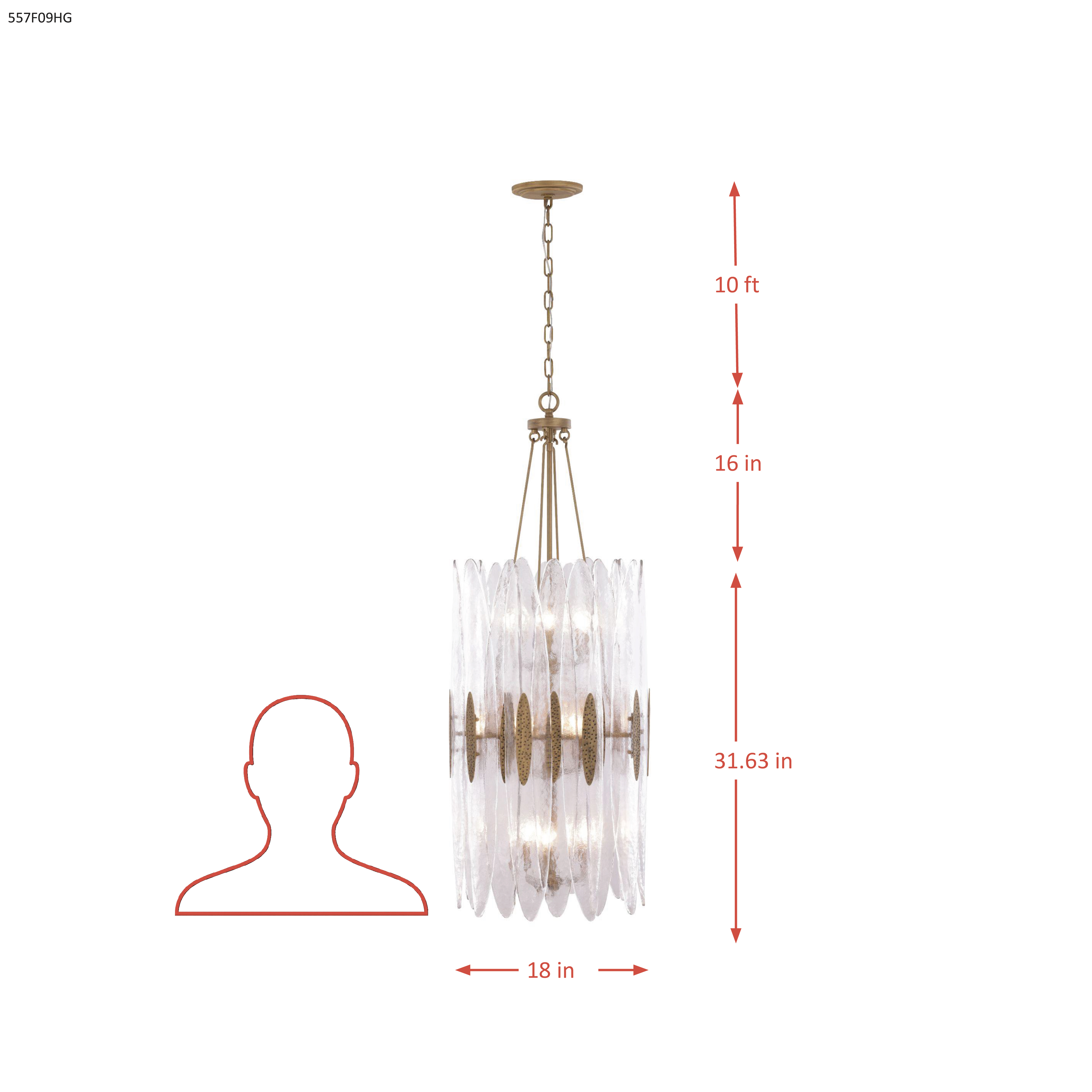 Aurora-9 Light Pendant dimensions