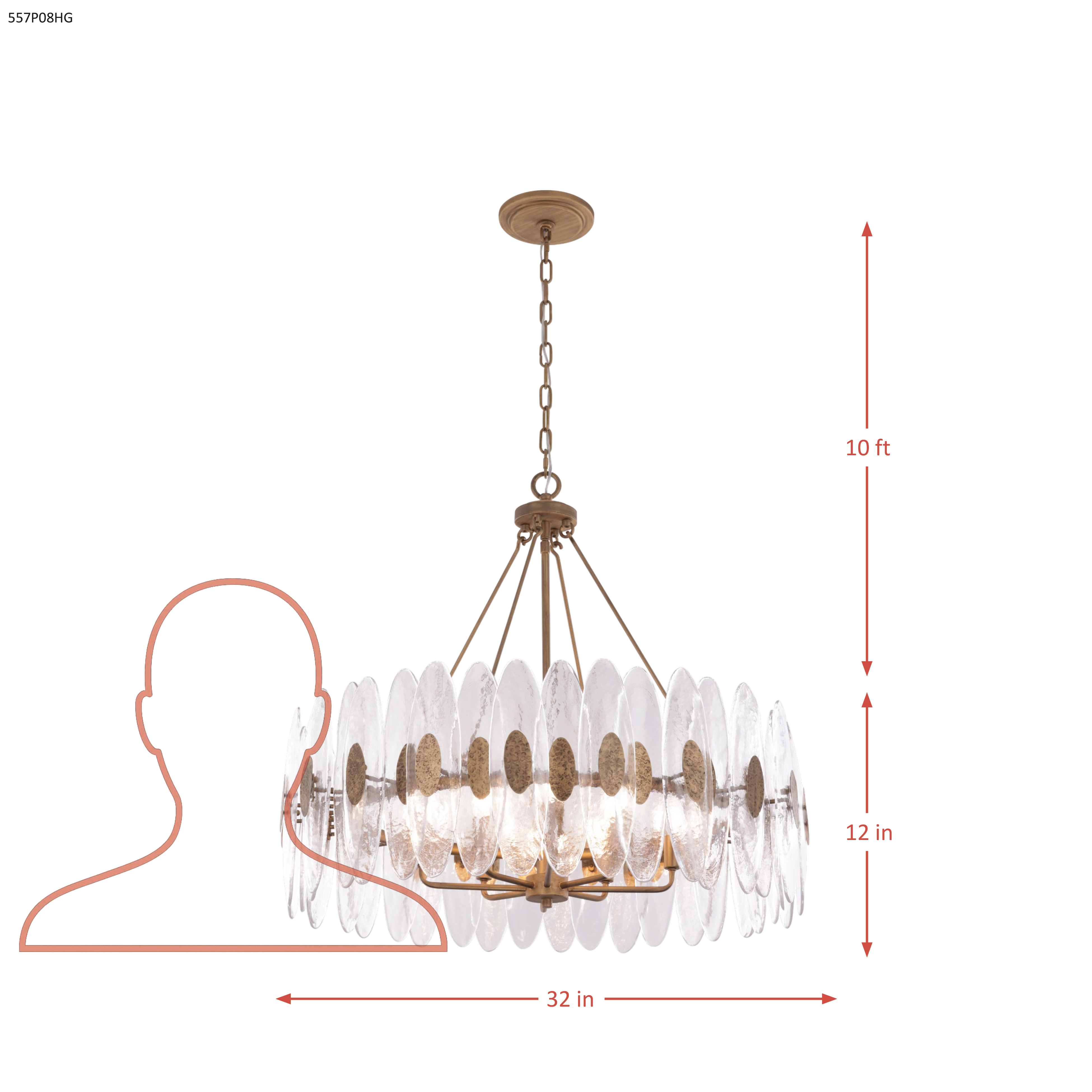 Aurora-8 Light Pendant dimensions