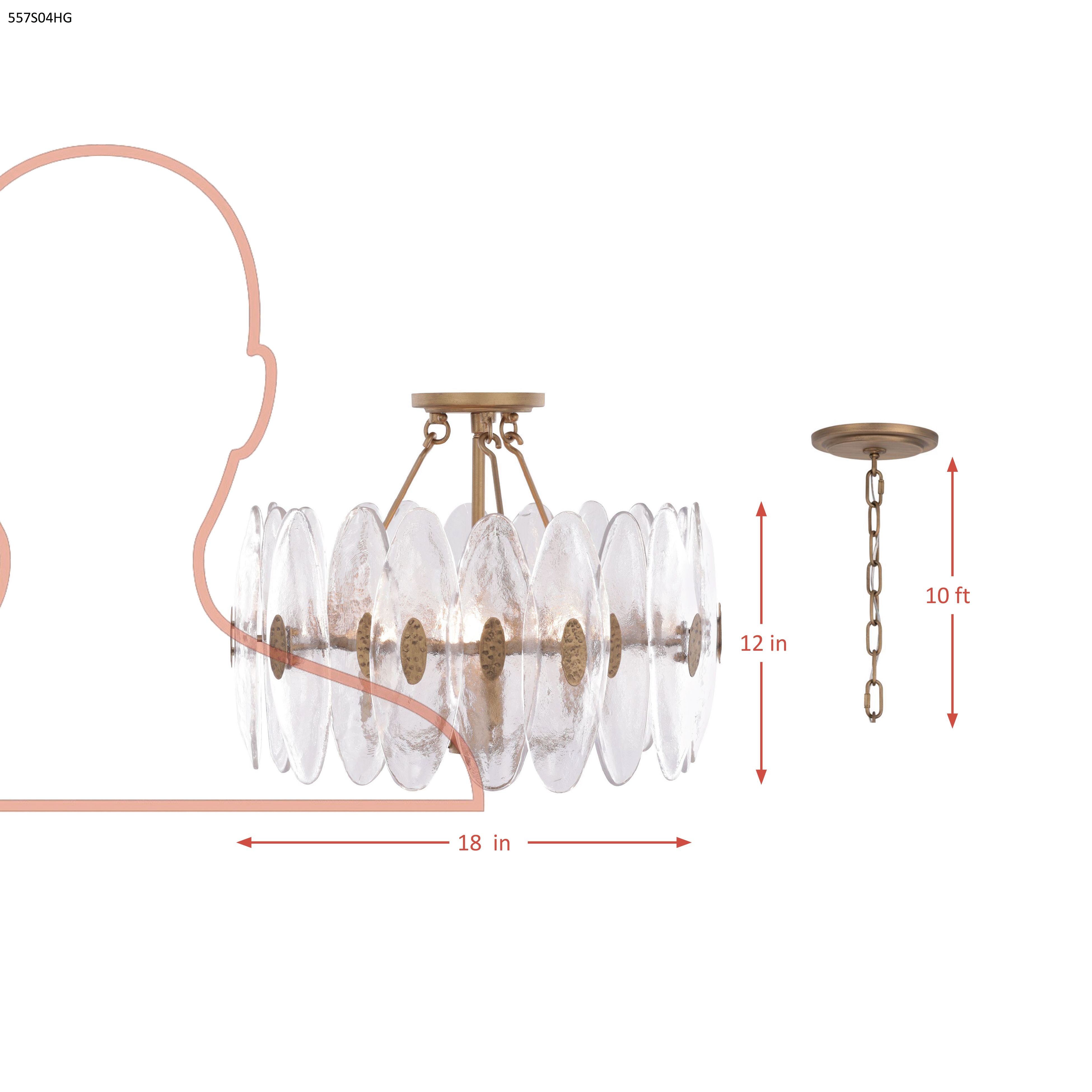 Aurora-4 Light Convertible Semi Flush dimensions