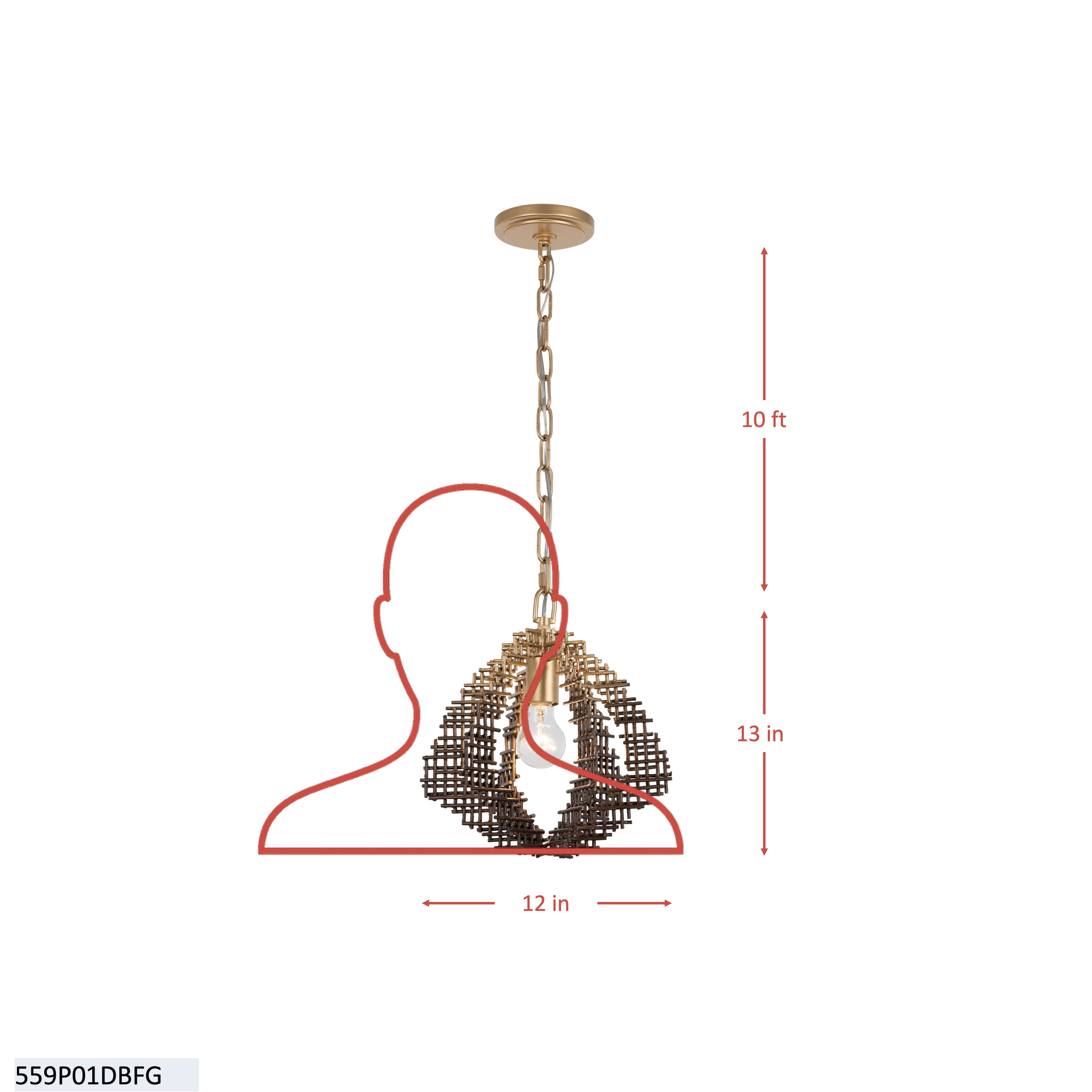 Construct 1 Light Pendant dimensions