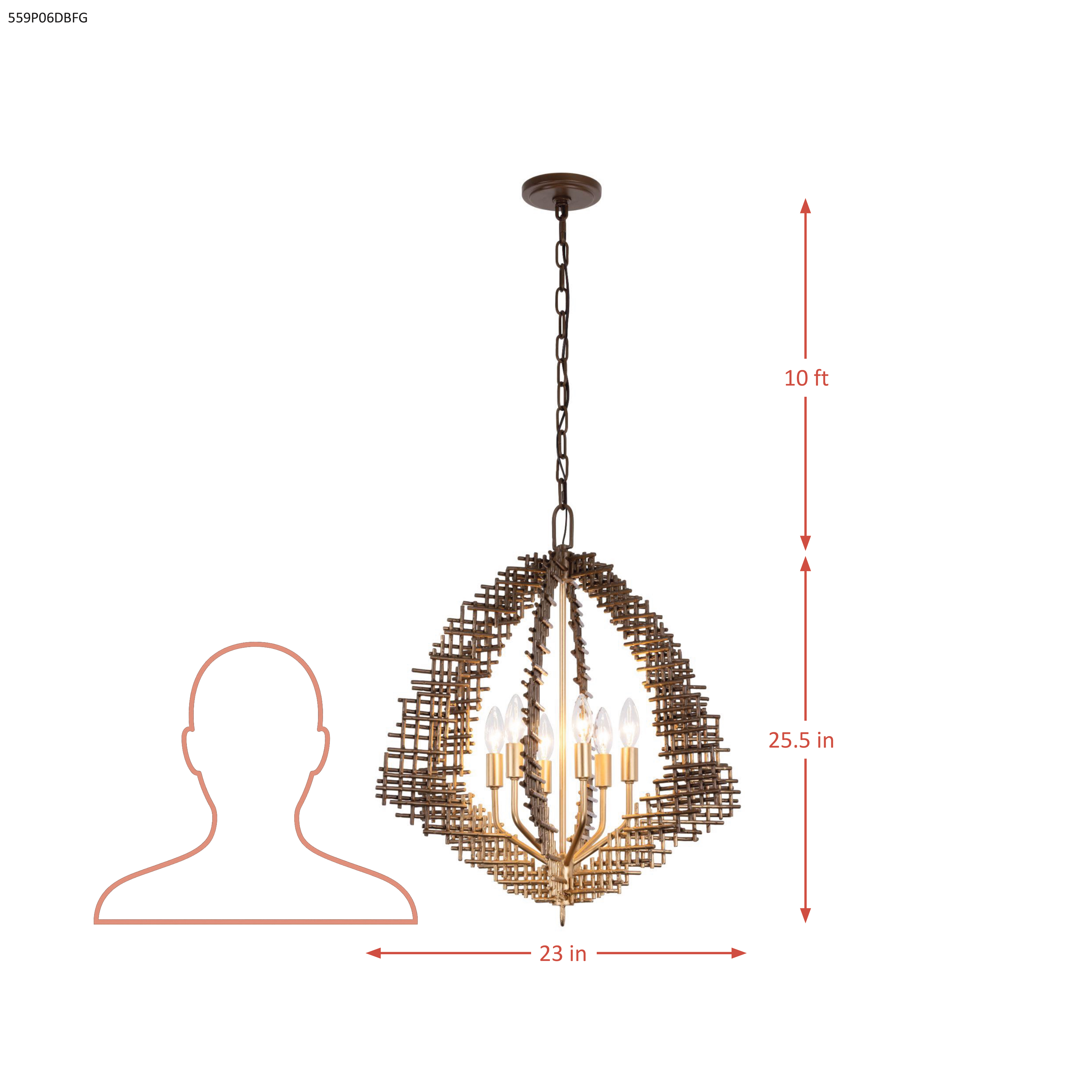 Construct 6 Light Pendant dimensions