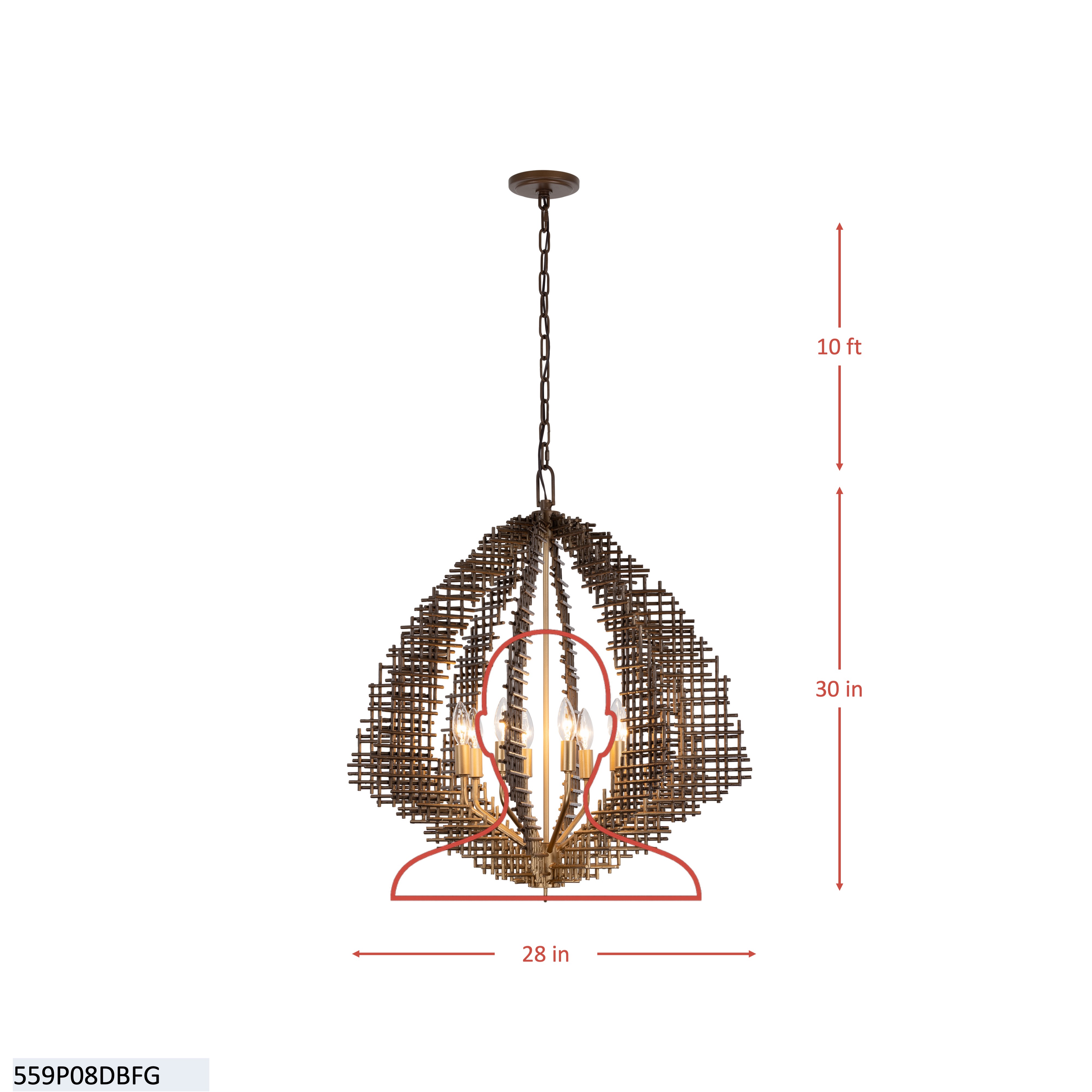 Construct 8 Light Pendant dimensions