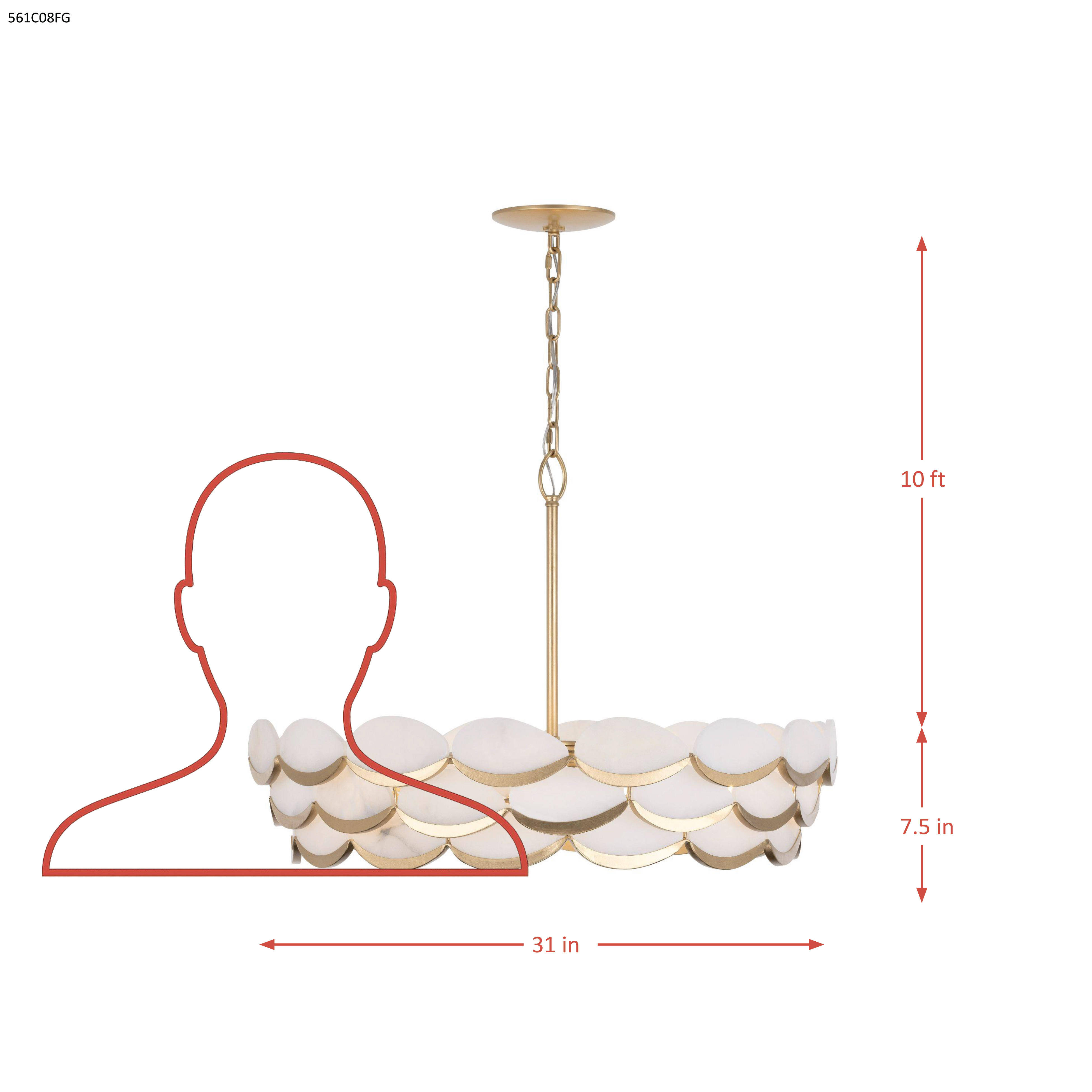 High Tide 8 Light Pendant dimensions