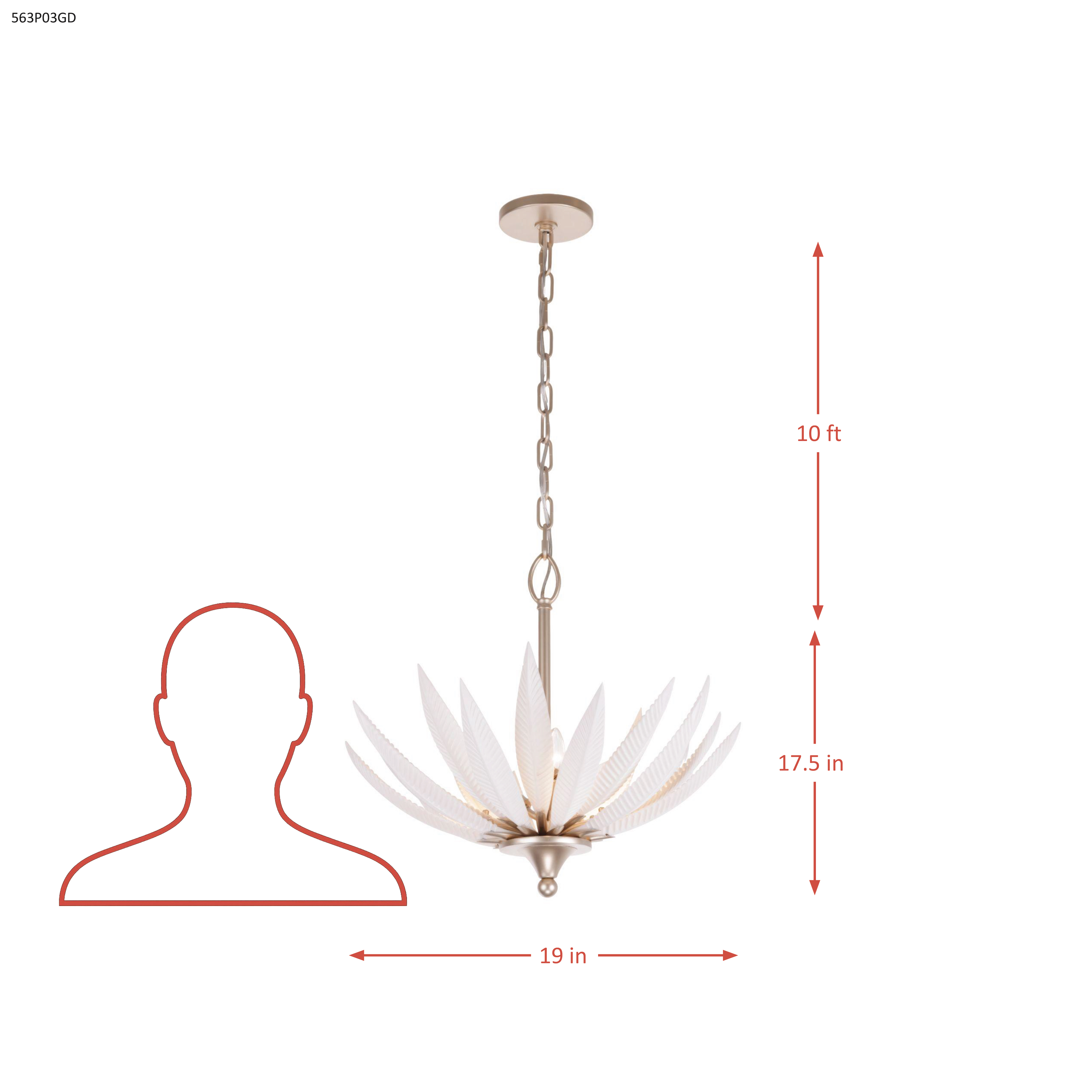 Zanara  3 Light Pendant dimensions