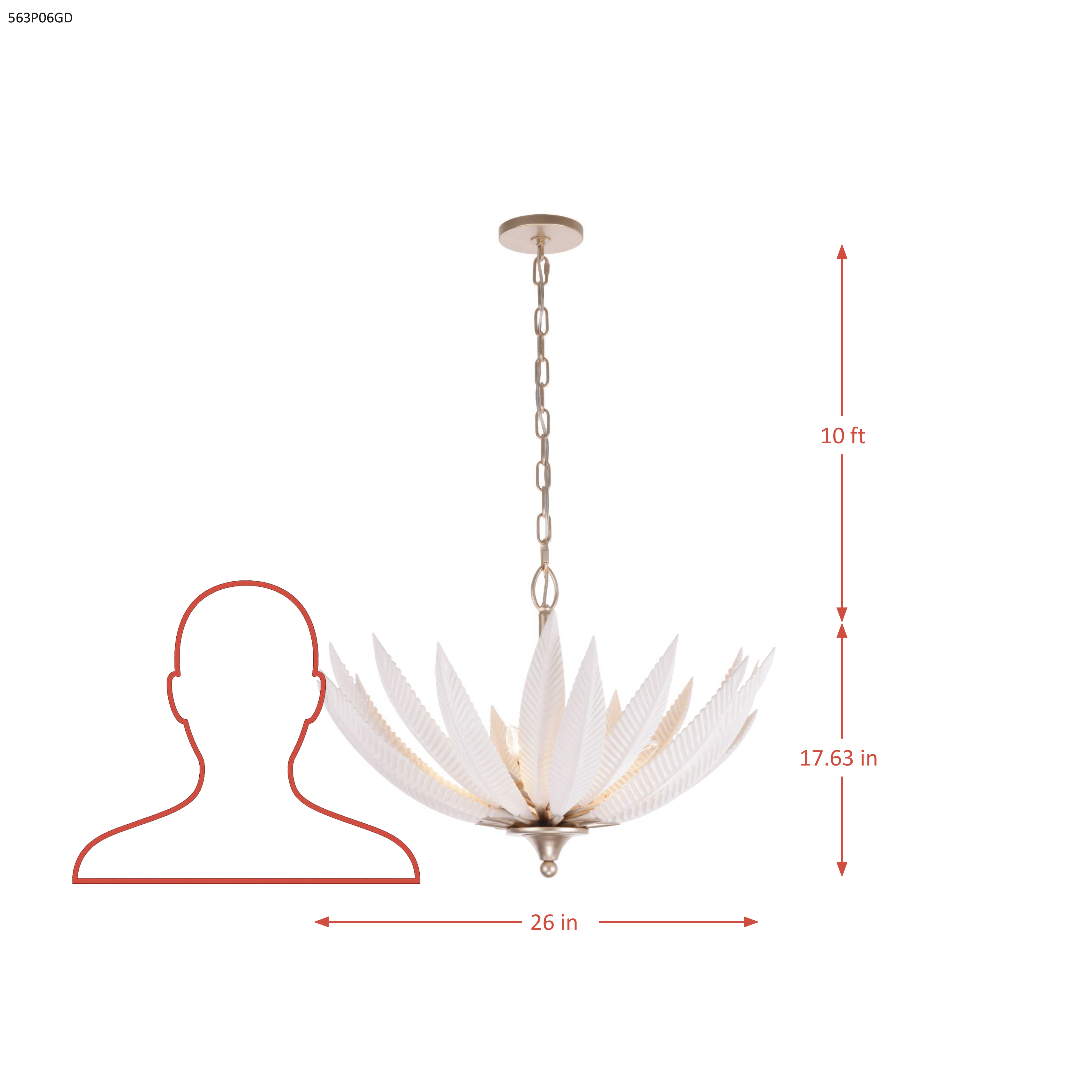Zanara 6 Light Pendant dimensions